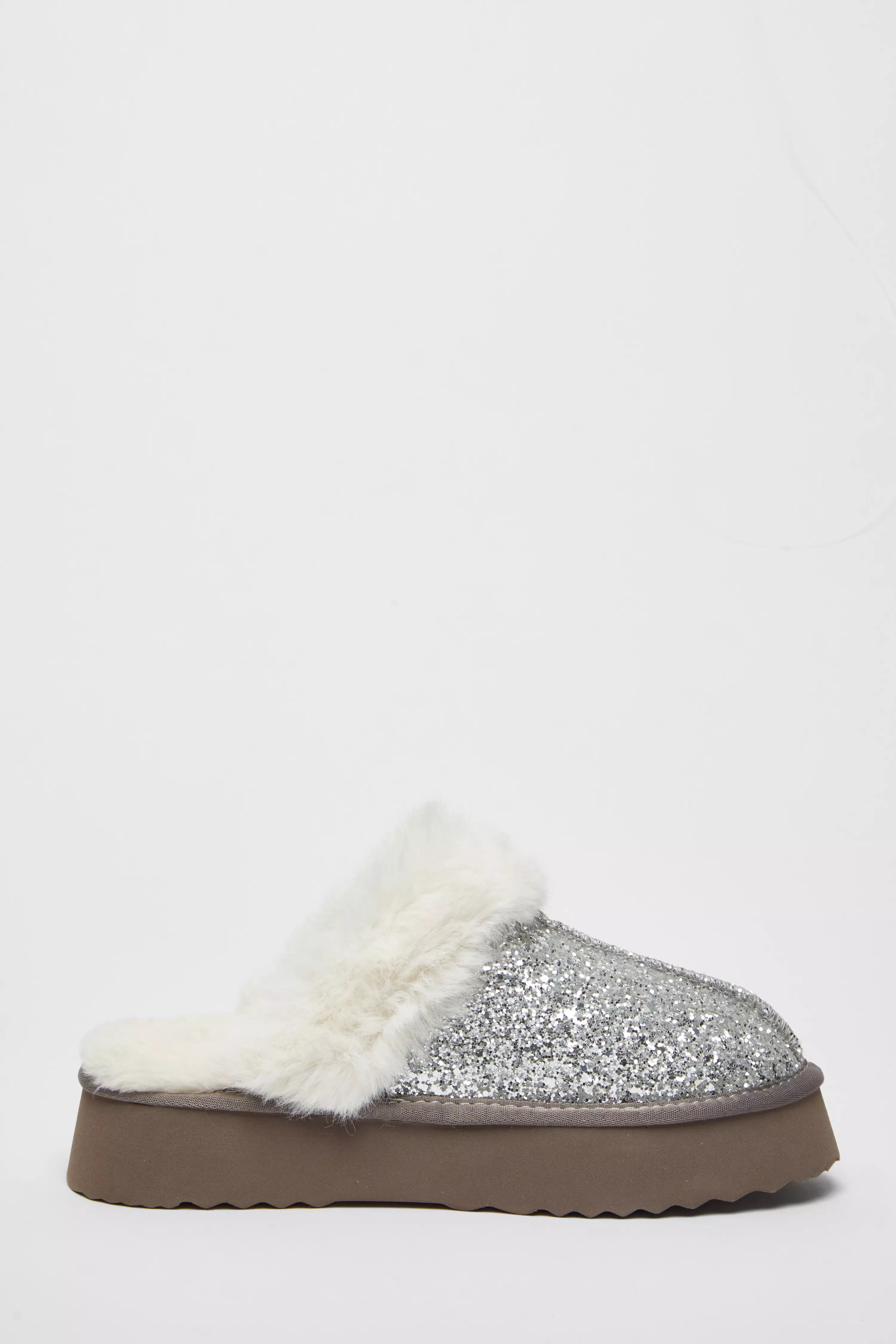 Silver Glitter Slippers