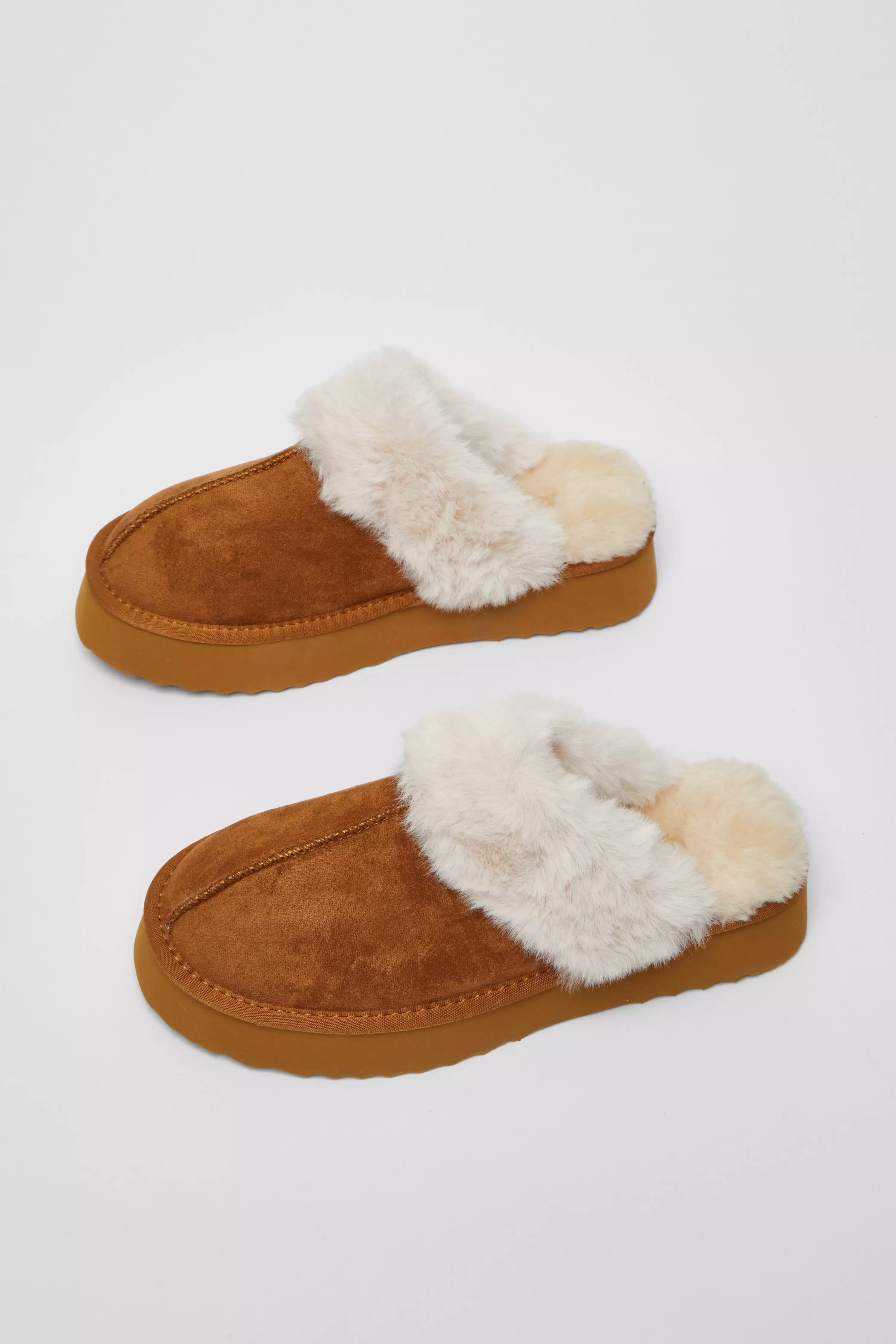 Tan Platform Mule Slippers