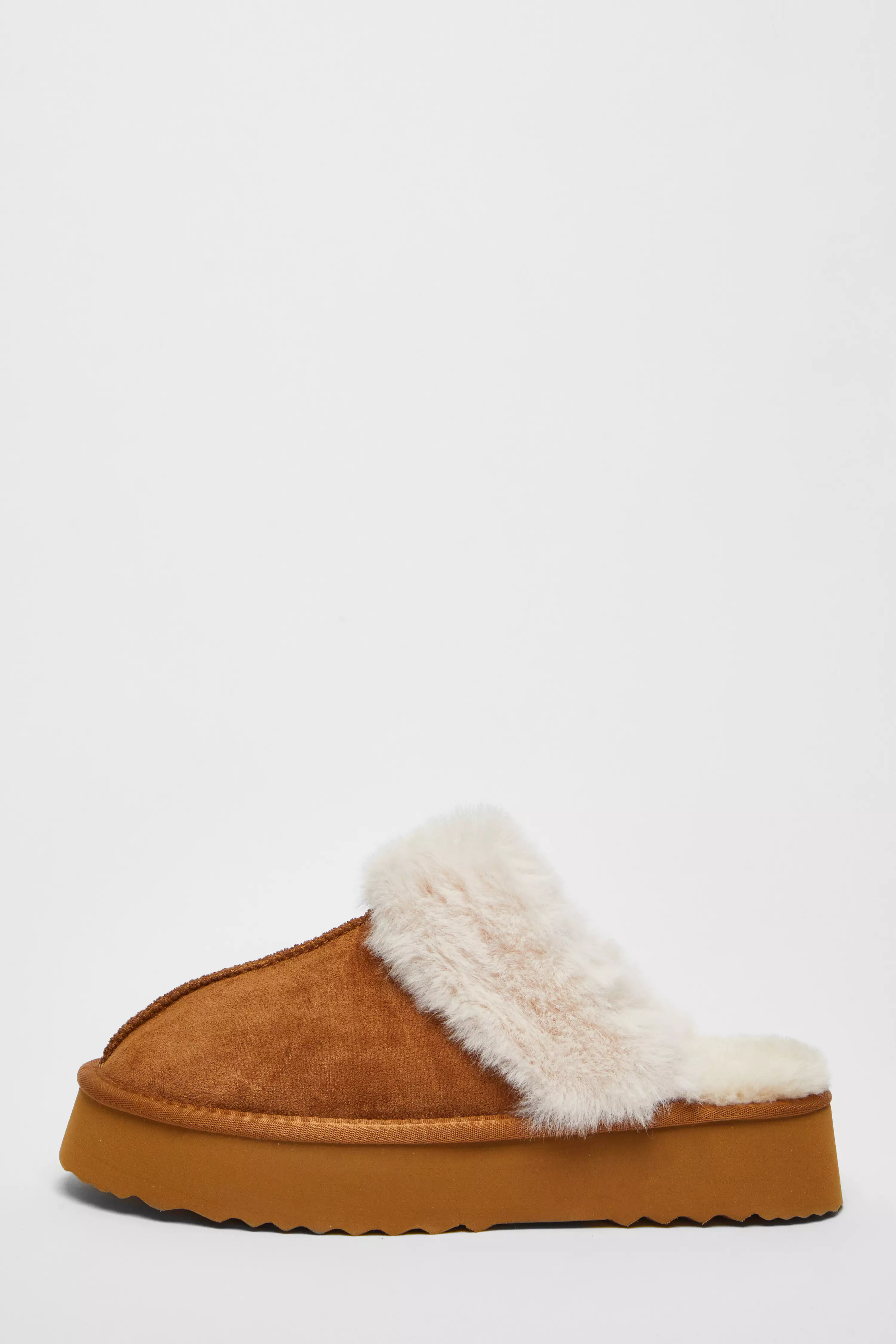 Tan Platform Mule Slippers