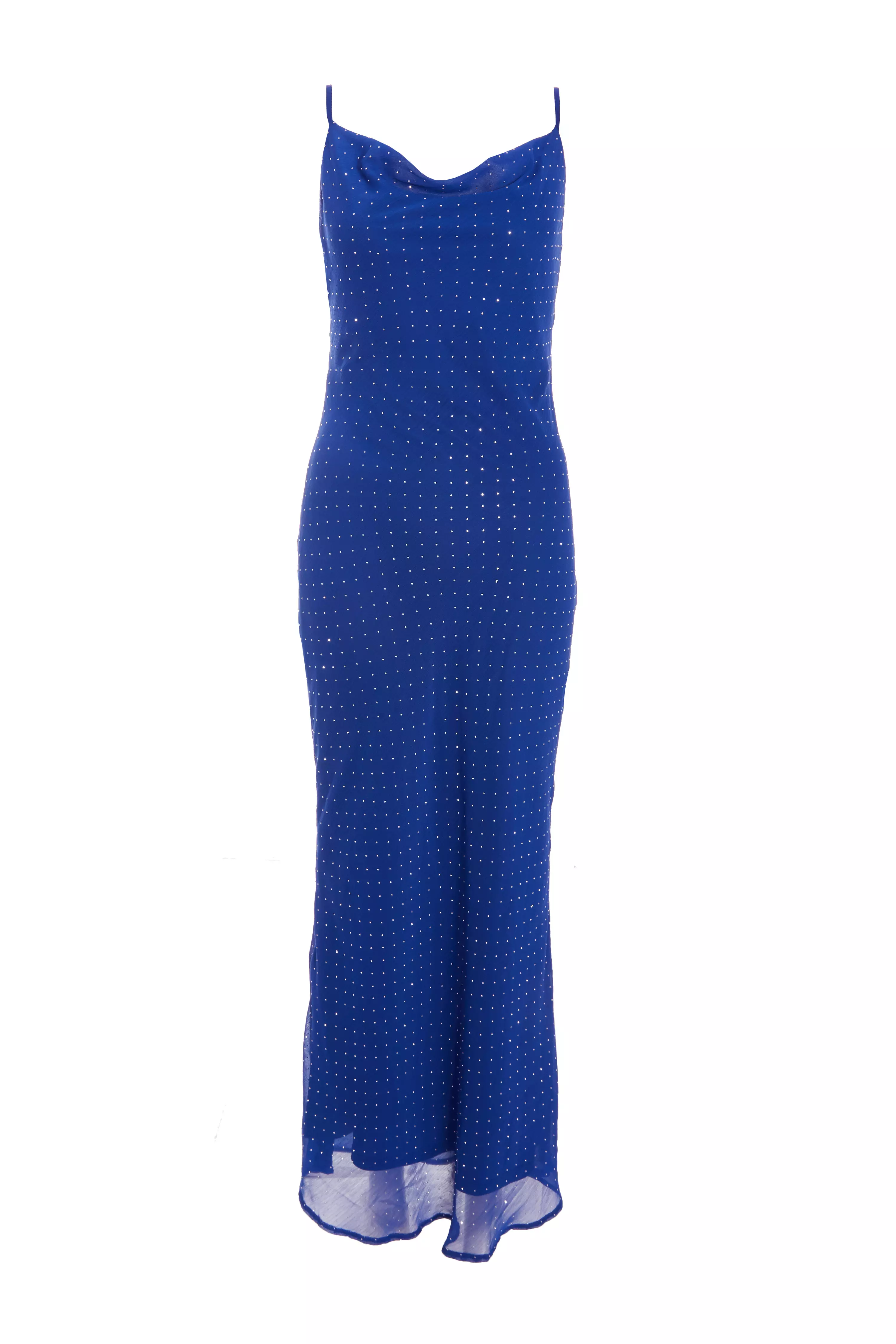 Royal Blue Diamante Maxi Dress