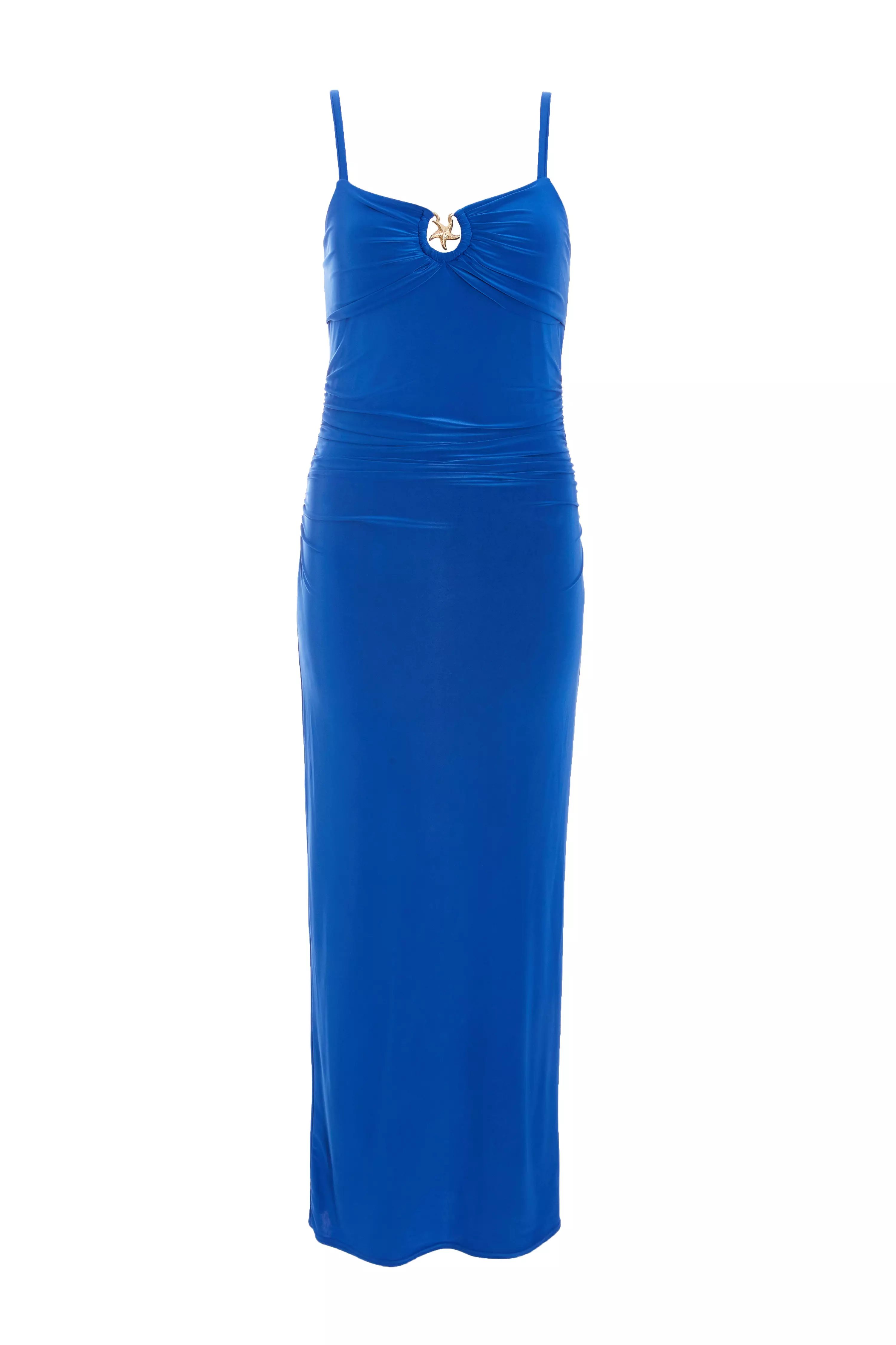 Royal Blue Ruched Maxi Dress