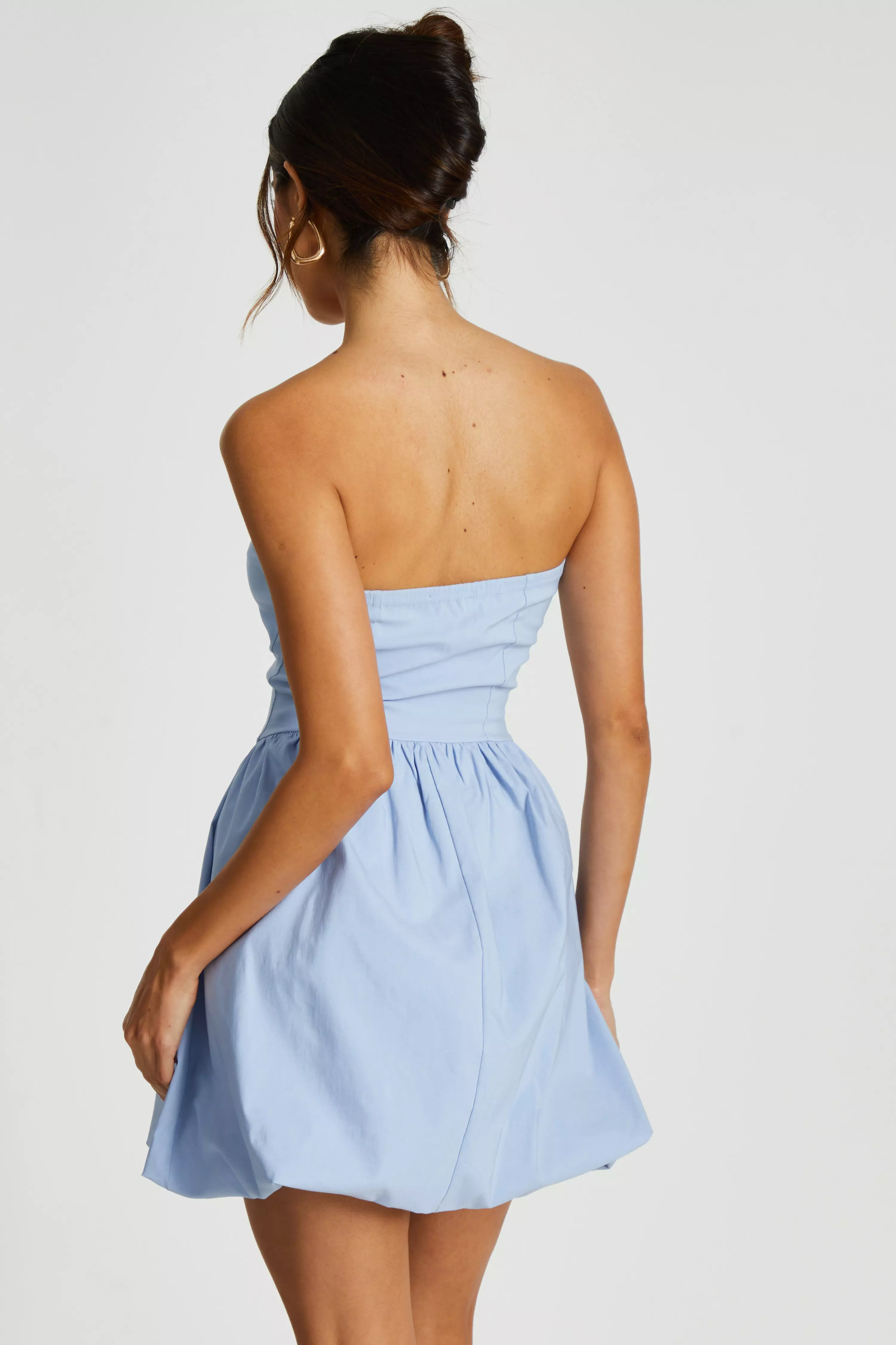 Light Blue Puff Ball Mini Dress