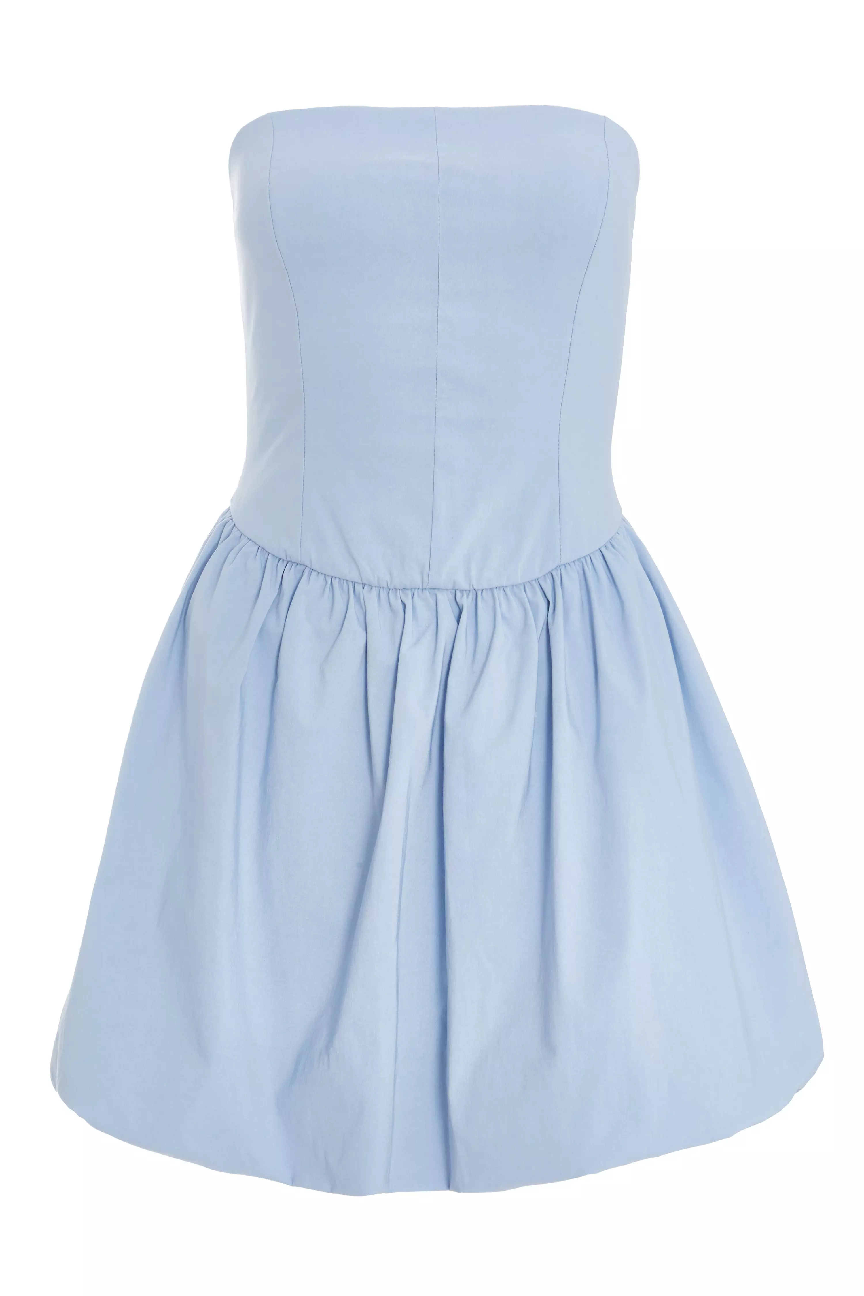 Light Blue Puff Ball Mini Dress