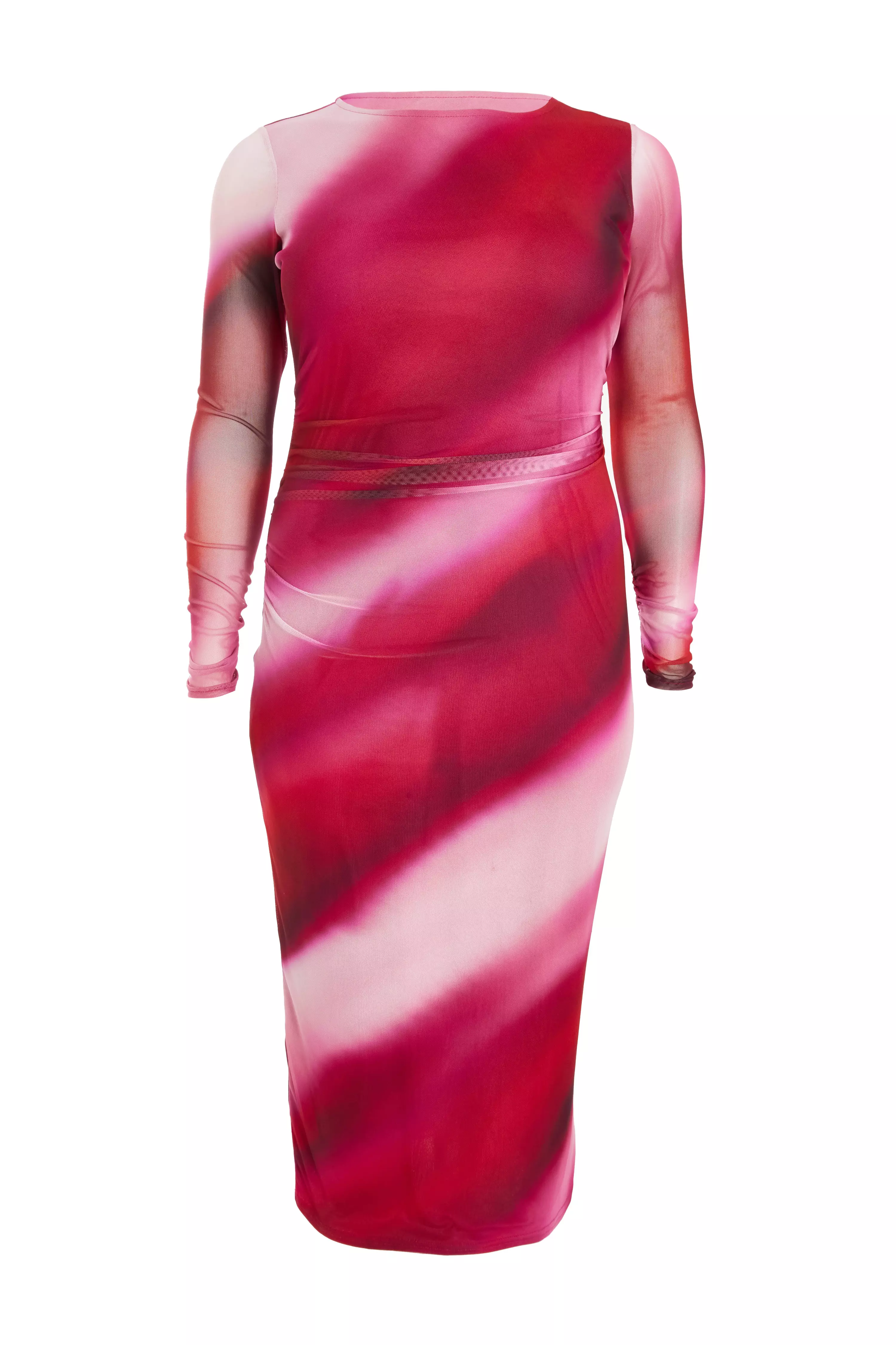 Curve Red Mesh Marble Midaxi Dress