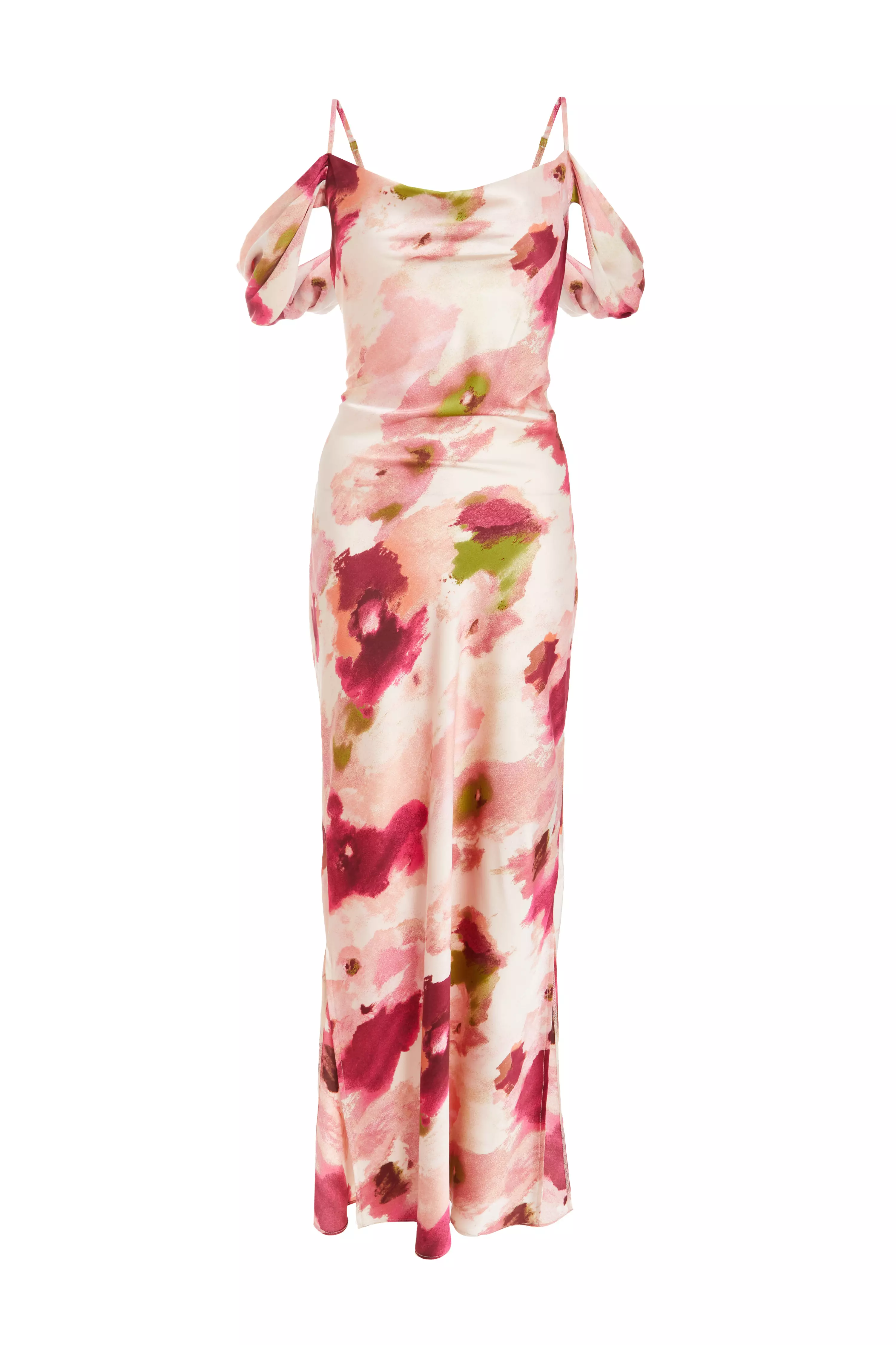 Pink Marble Print Drop Shoulder Maxi Dress