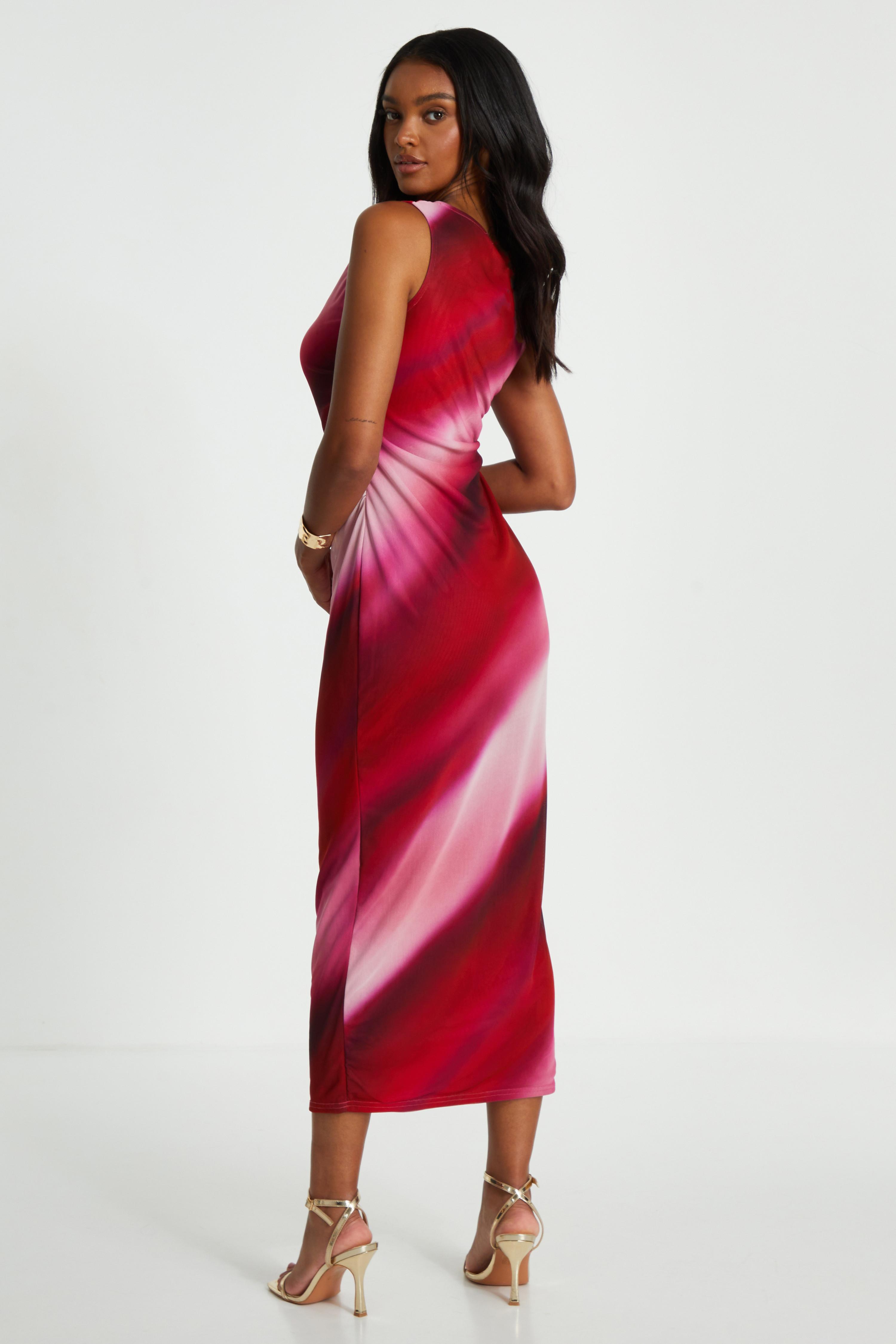 pink and red dress