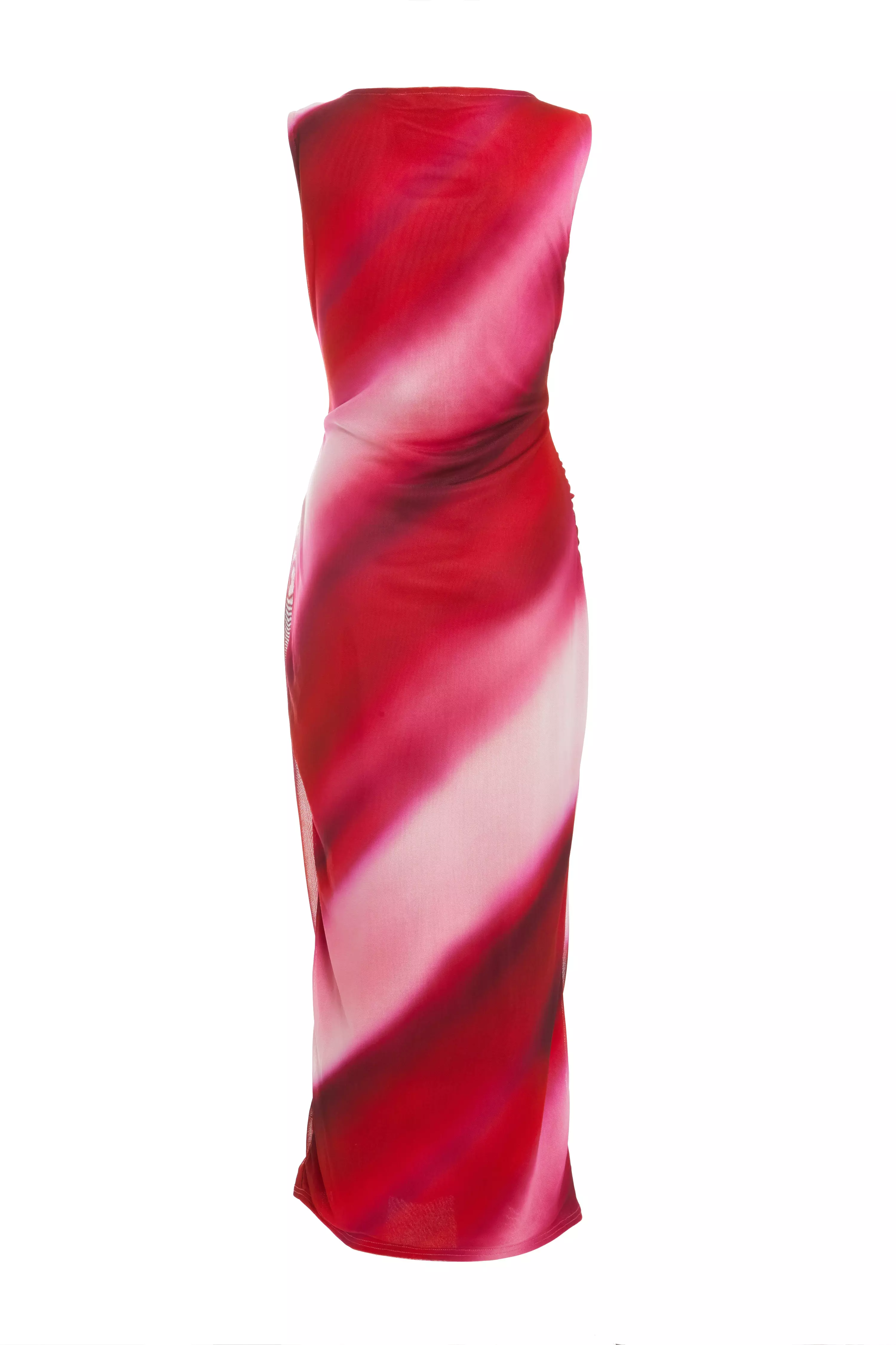 Red Ombre Print Midiaxi Dress