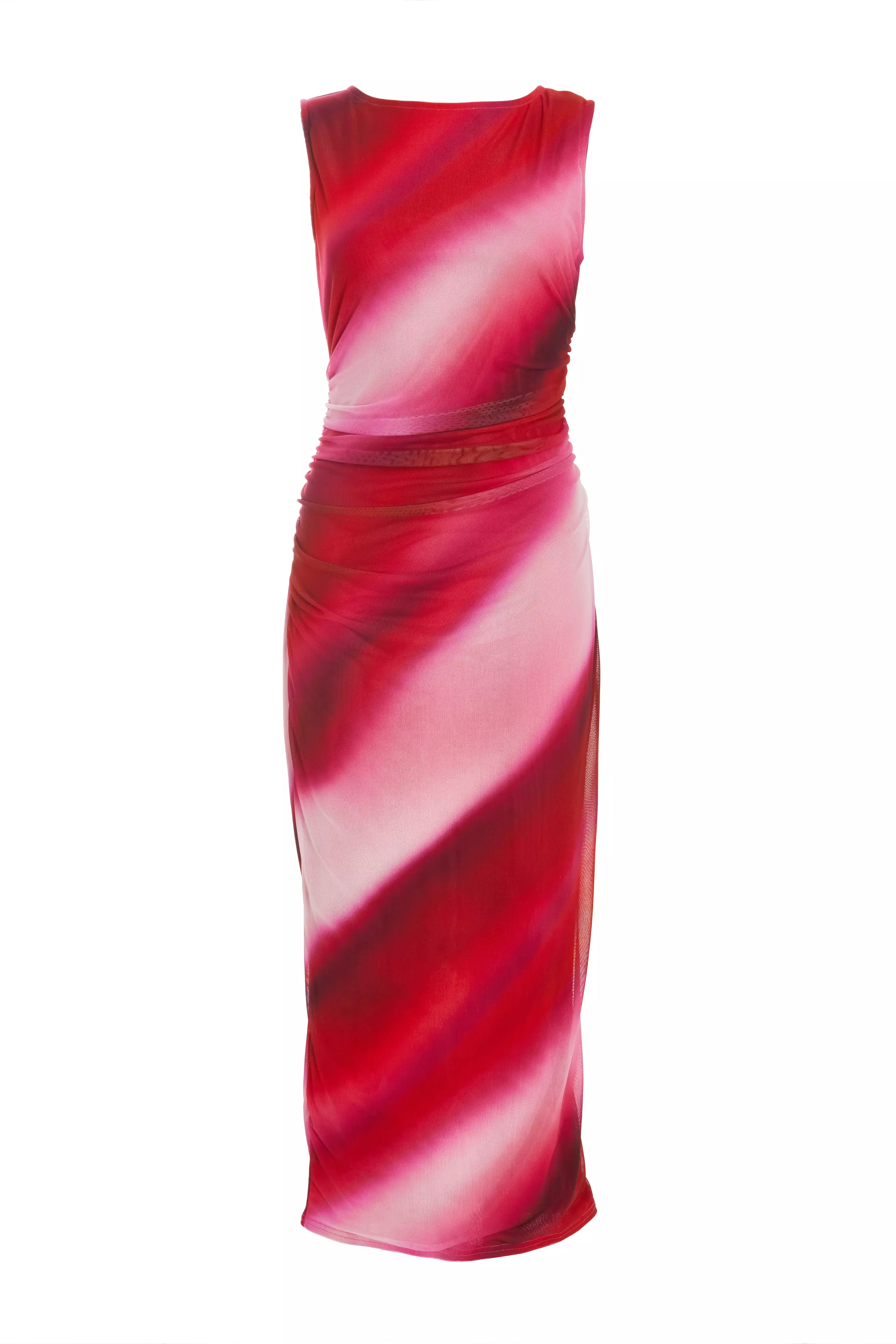 Red Ombre Print Midiaxi Dress