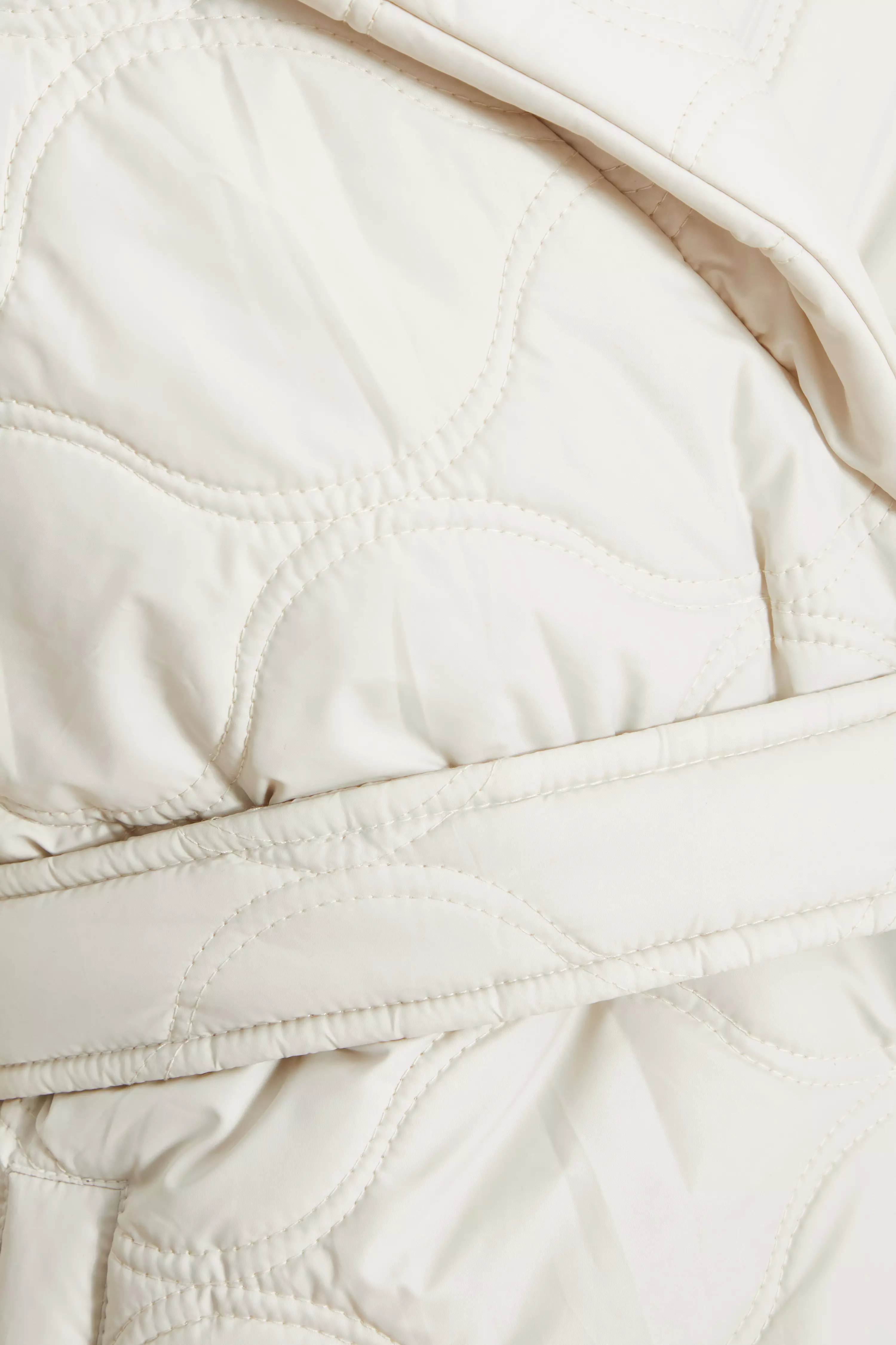 Petite Cream Quilted Long Line Coat