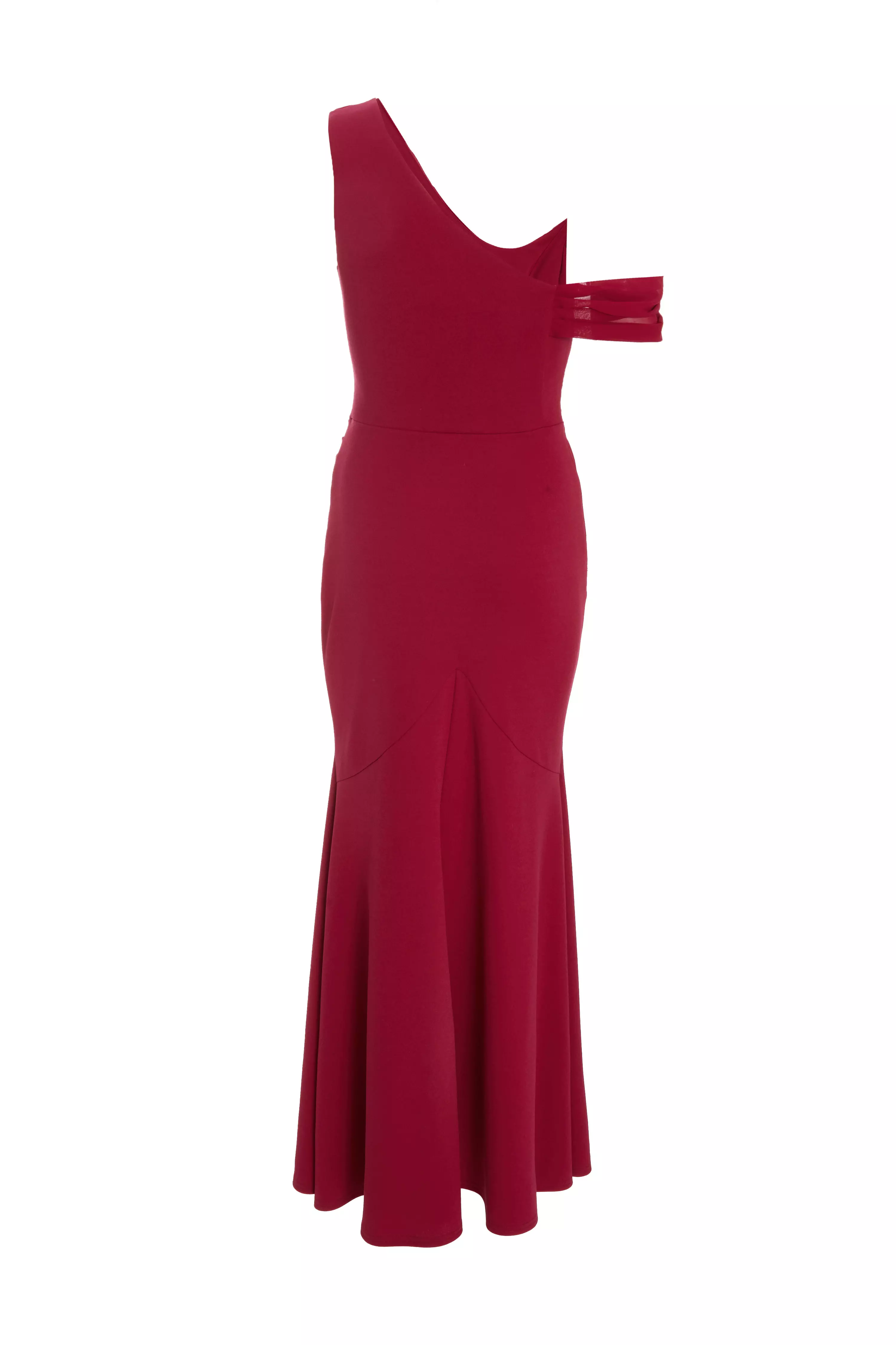 Petite Dark Red Asymmetric Cowl Neck Maxi Dress