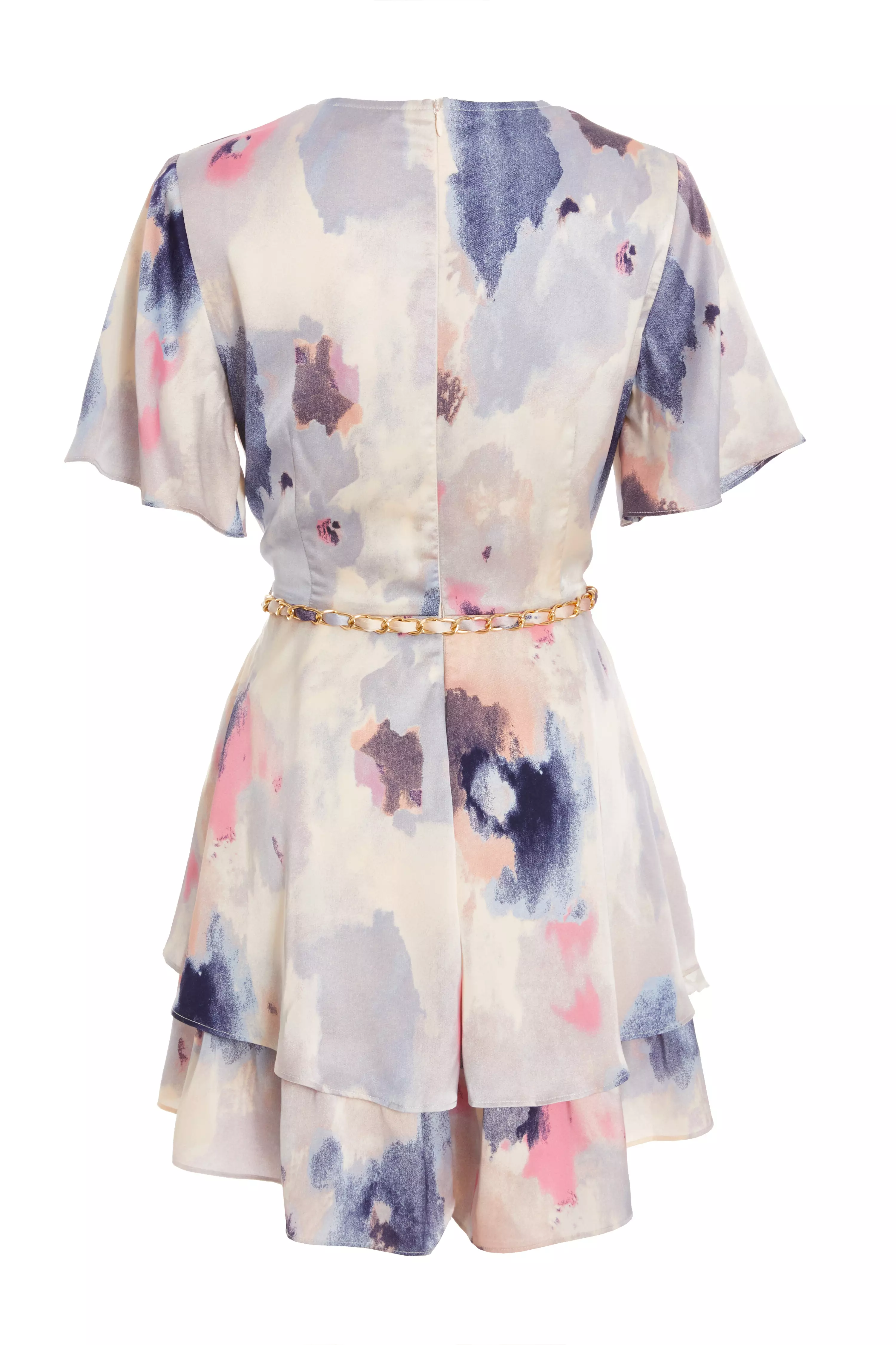 Marble Print Tiered Playsuit