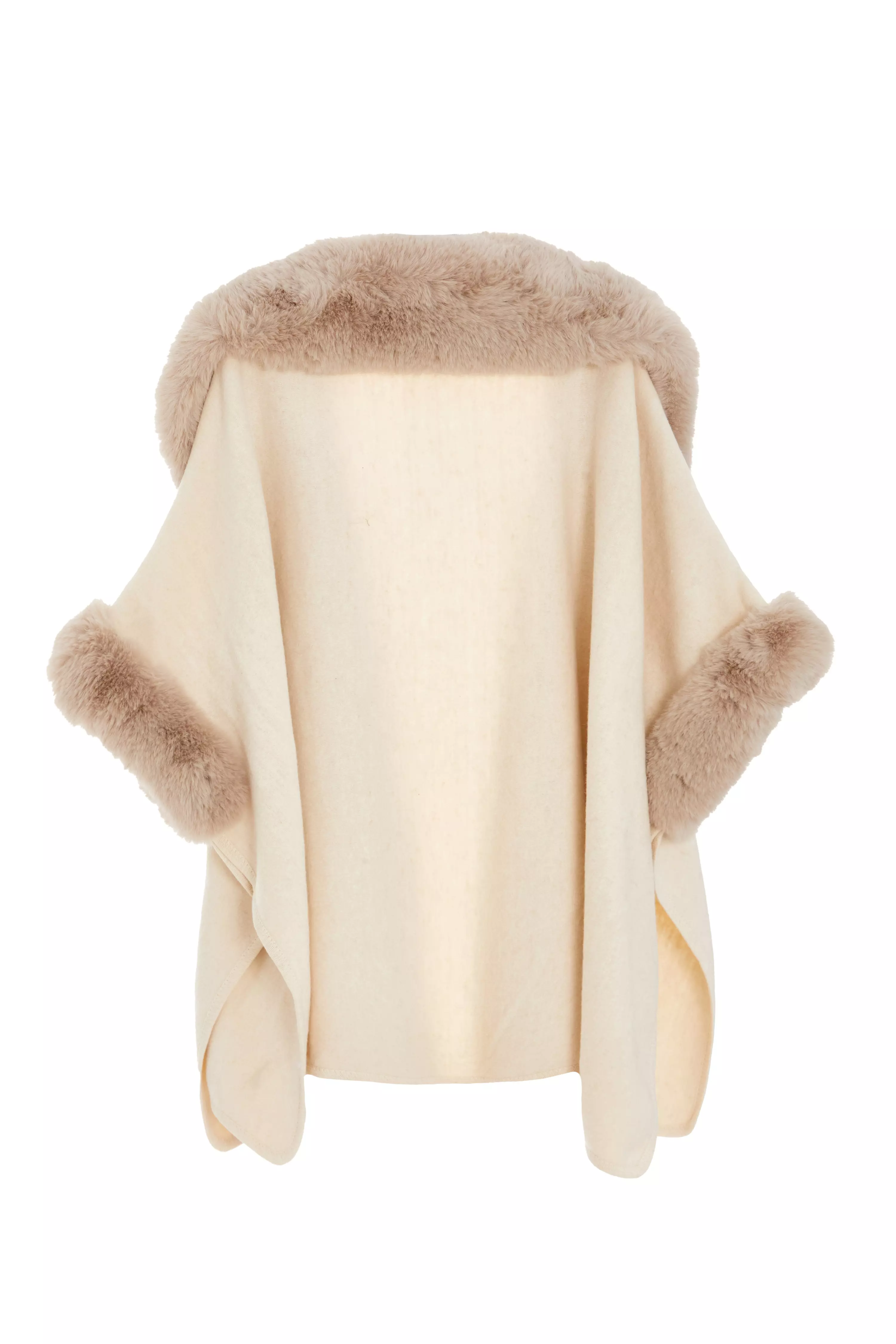 Cream Faux Fur Trim Cape