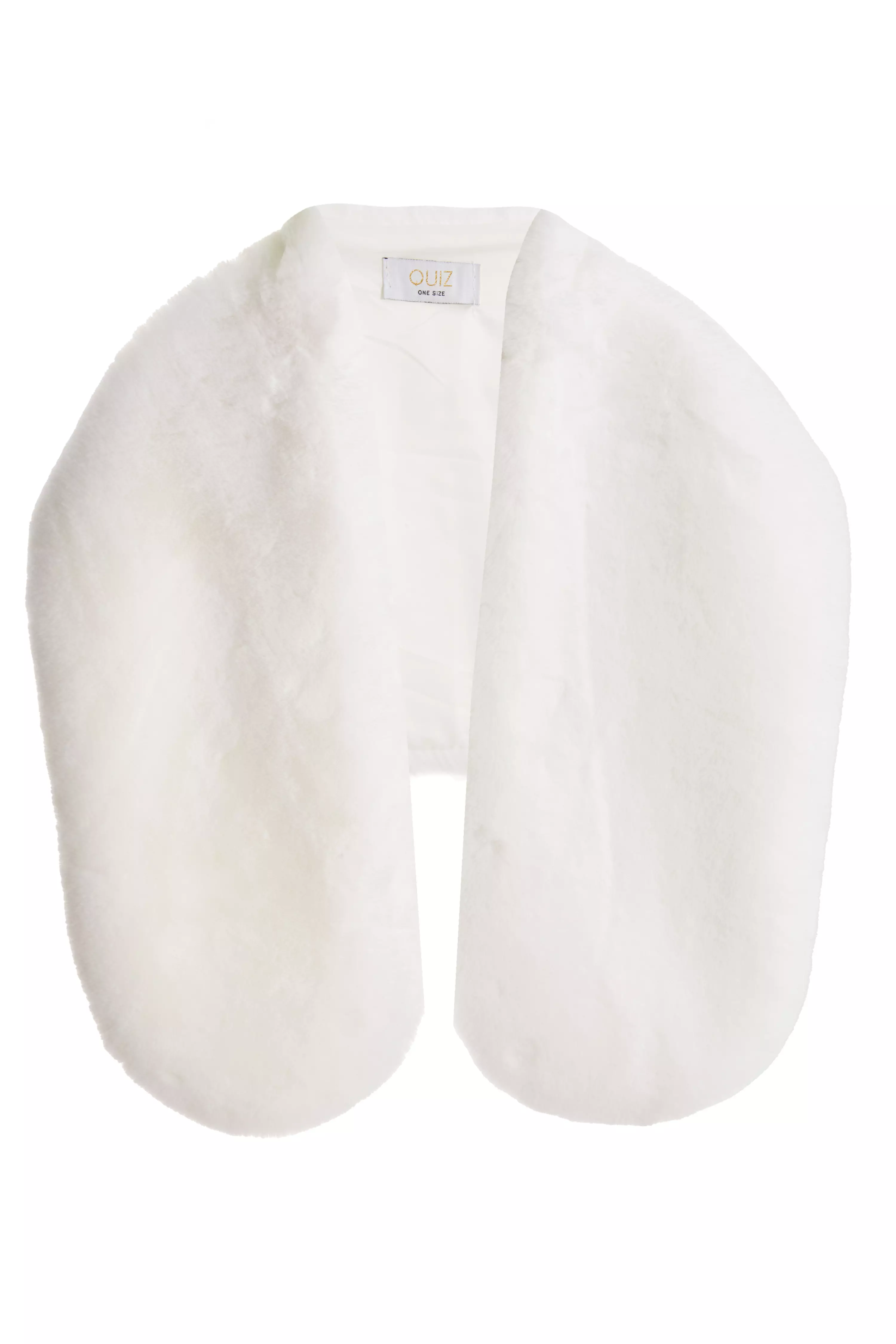 White Thick Faux Fur Wrap