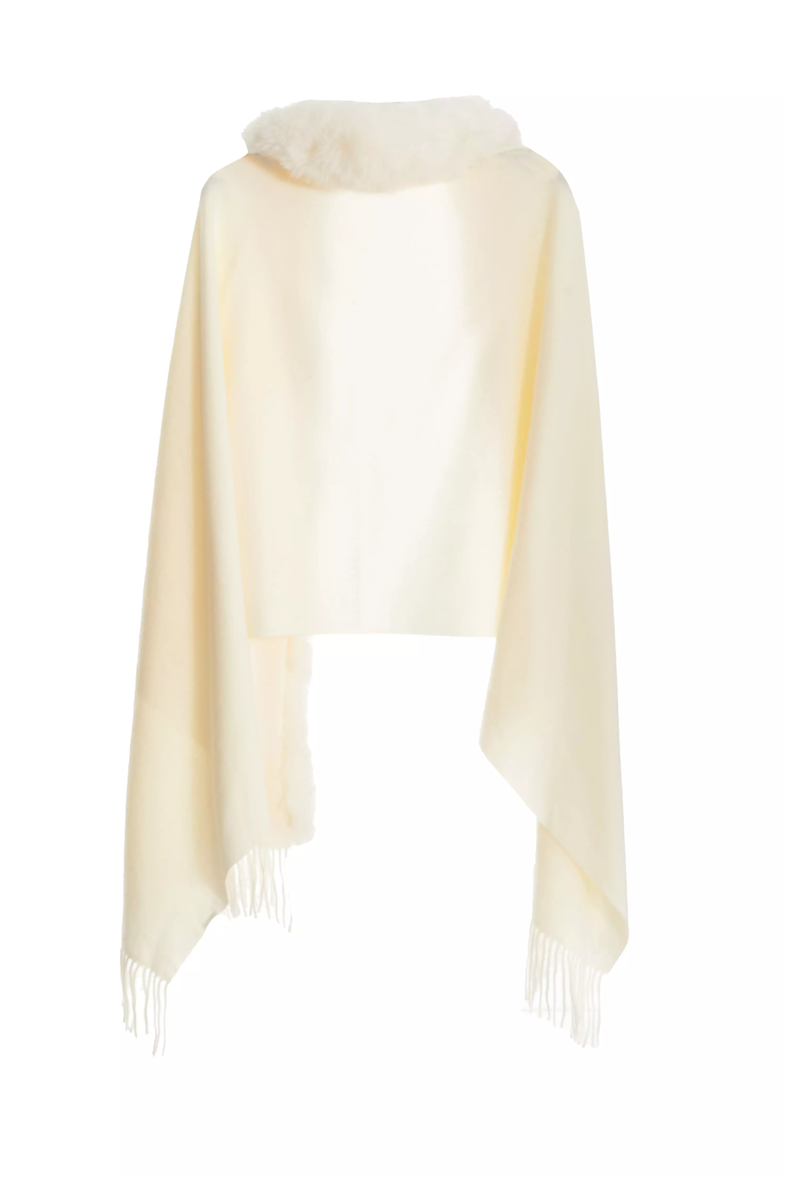 Cream Faux Fur Trim Cape