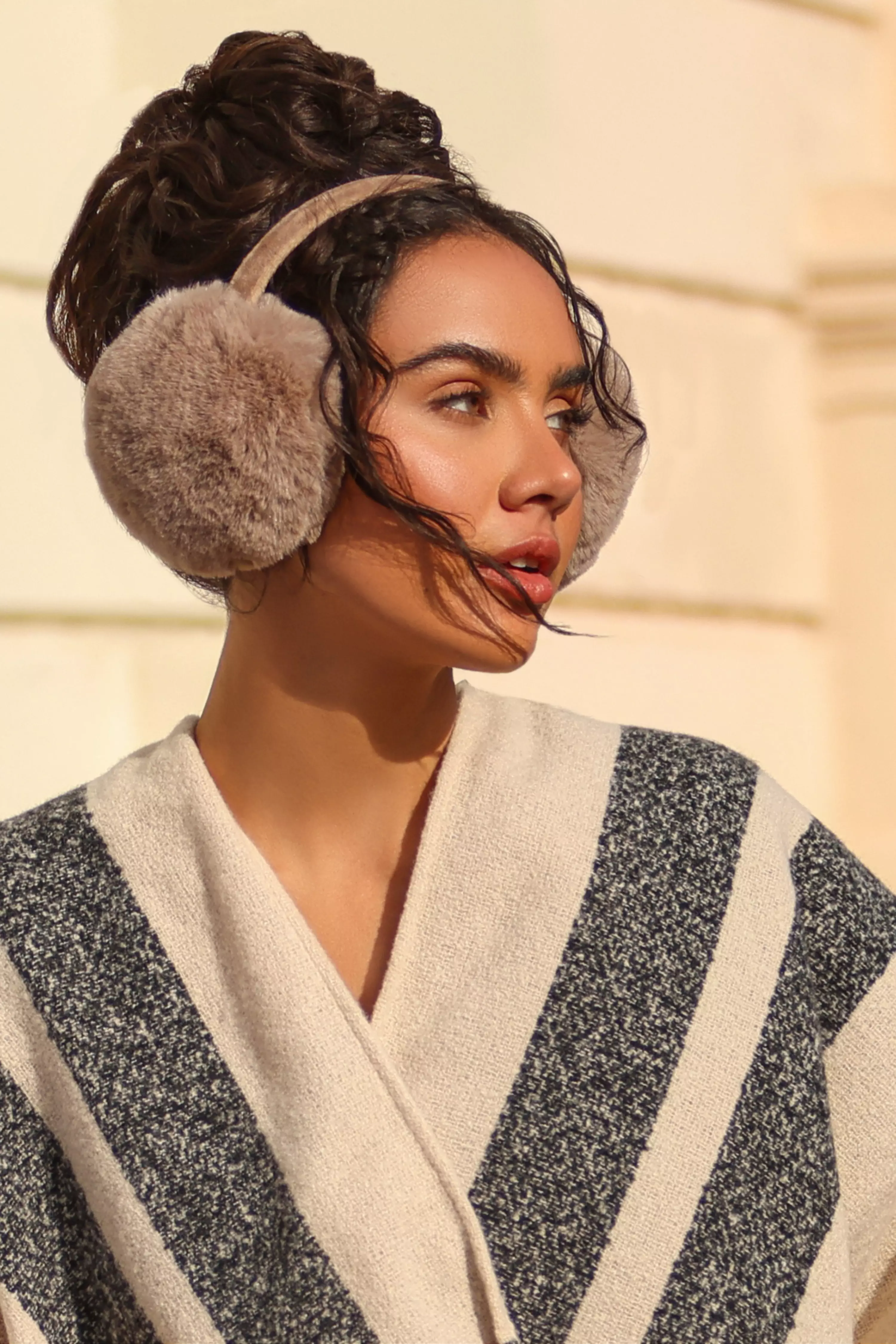 Beige Faux Fur Earmuffs