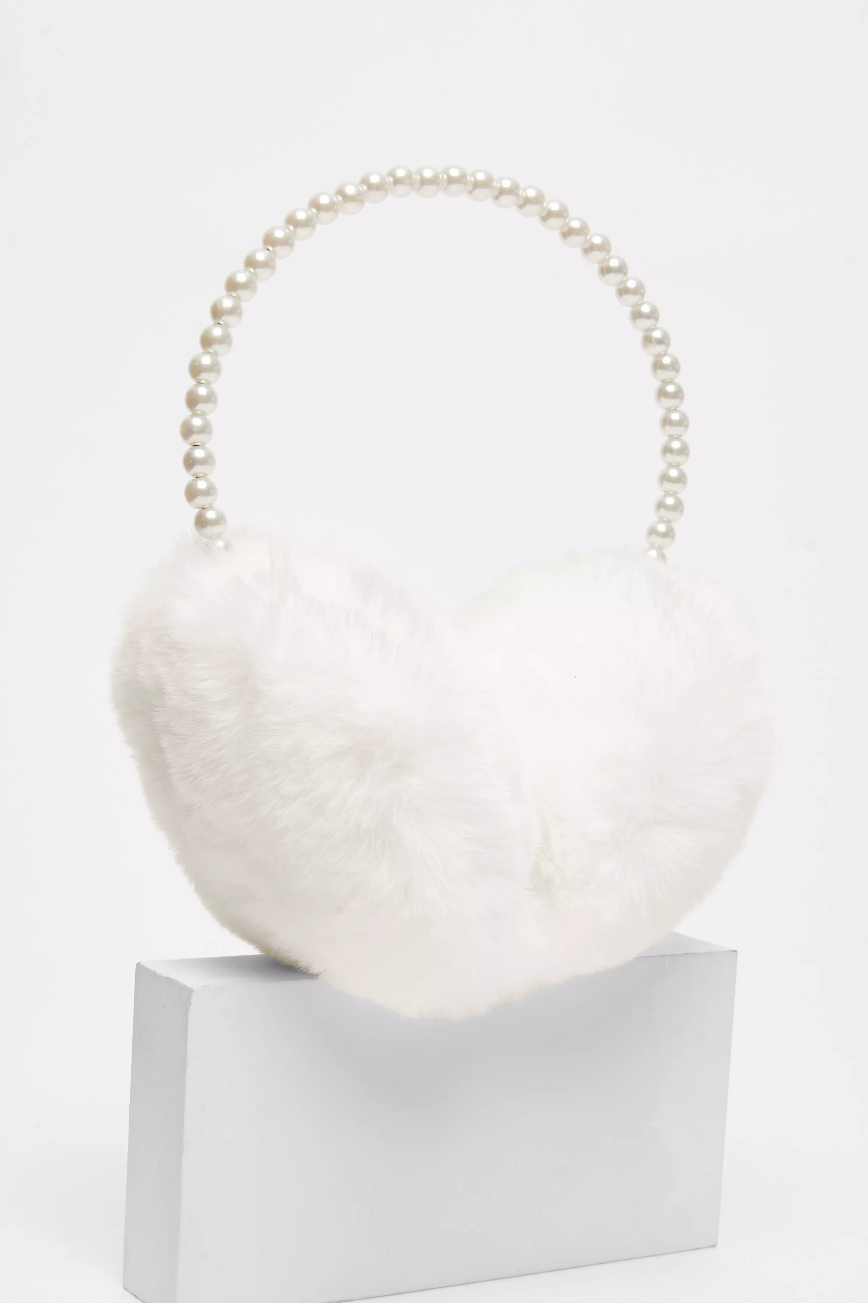 White Faux Fur Pearl Earmuffs