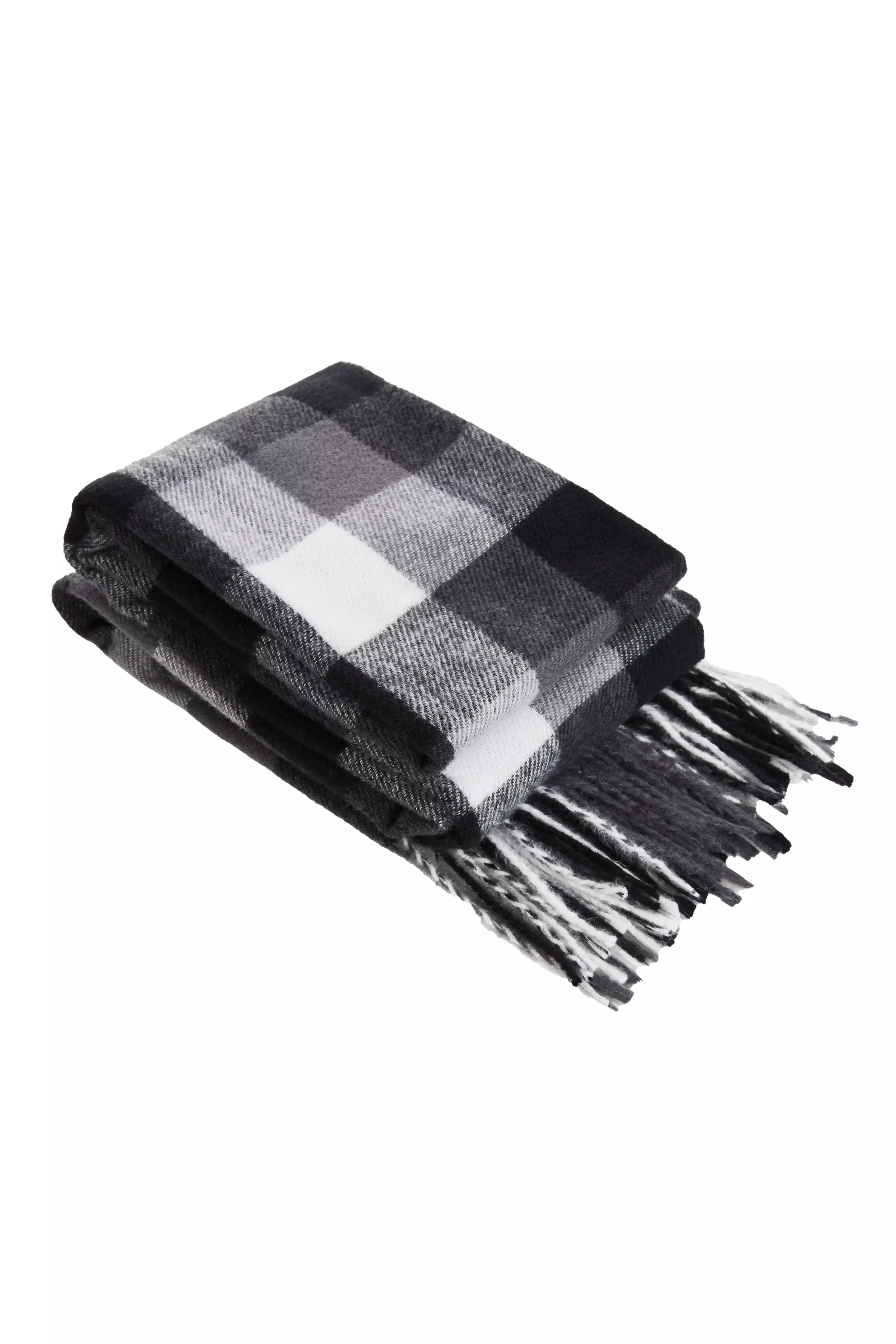 Black Checked Knit Scarf