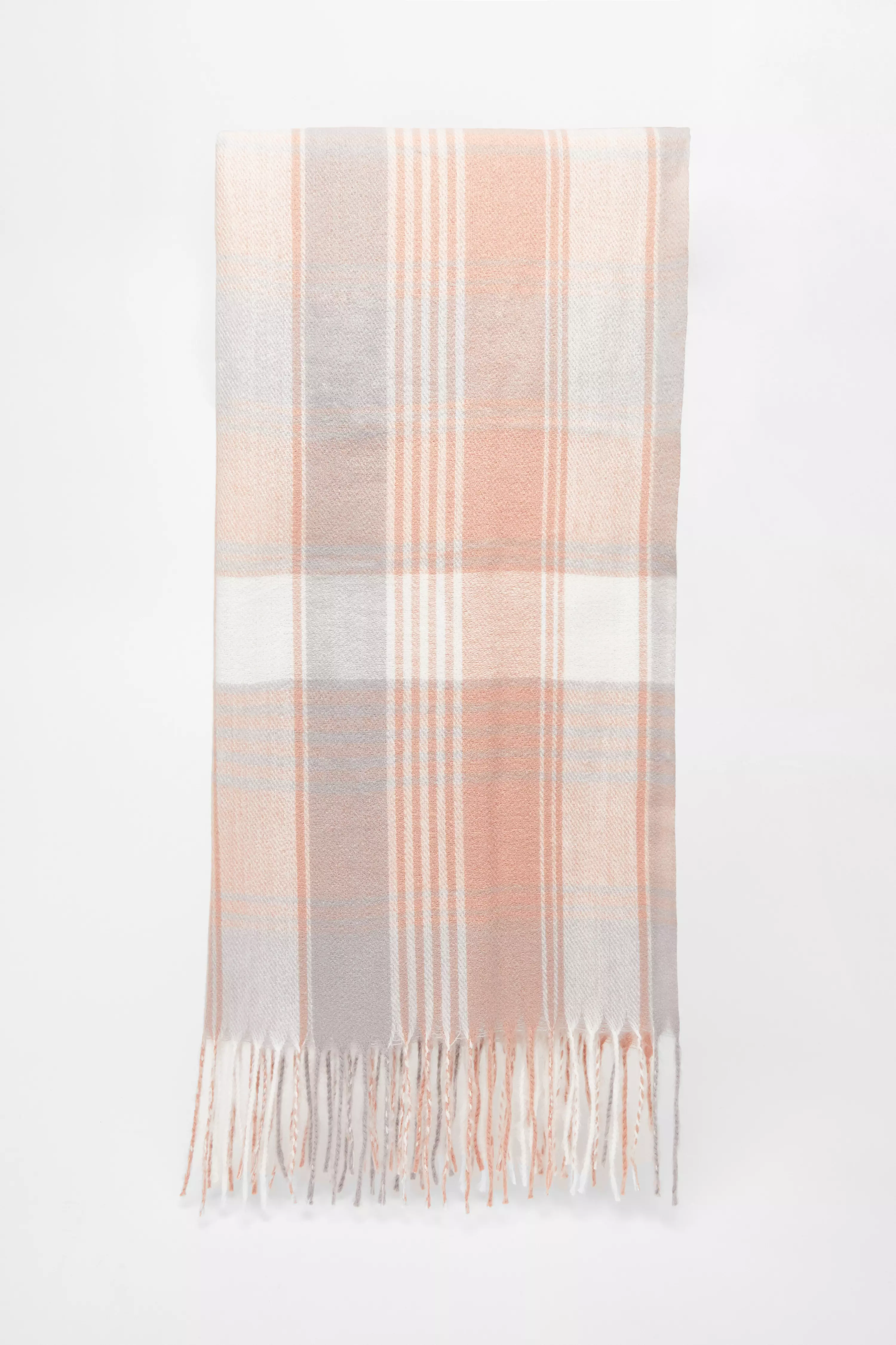 Pink Checked Knit Scarf