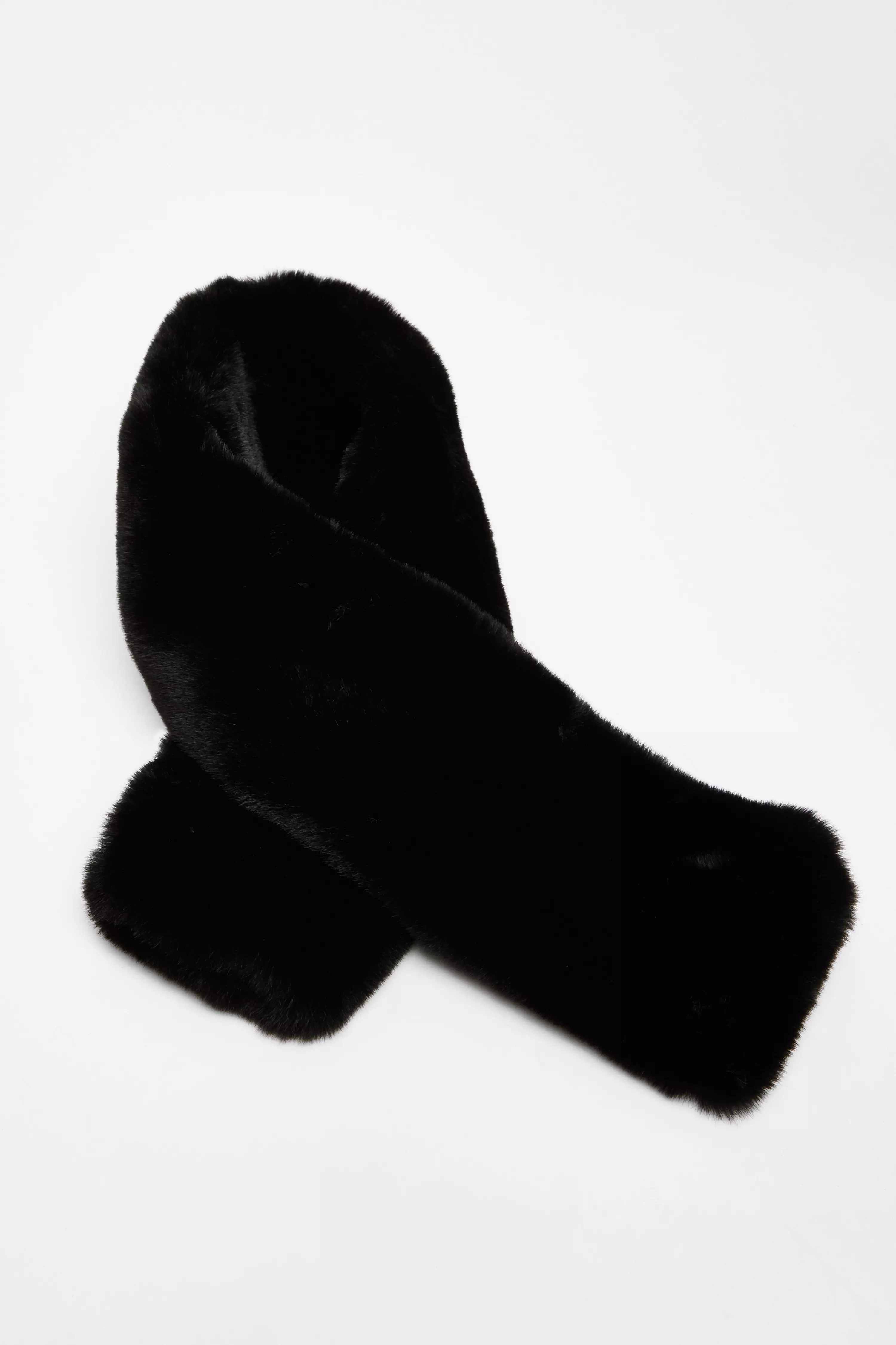 Black Faux Fur Scarf