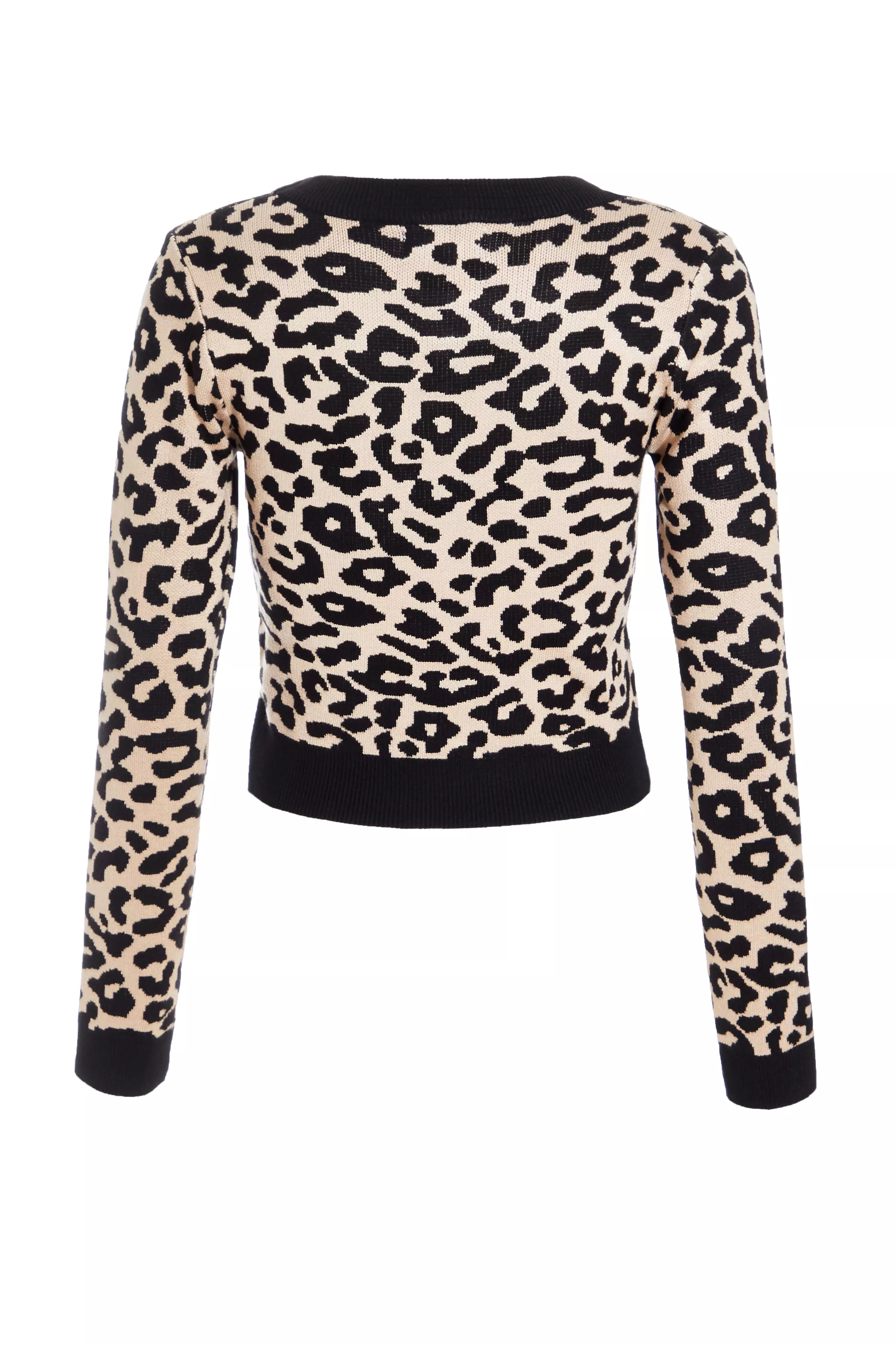 Black Leopard Print Knit Jumper