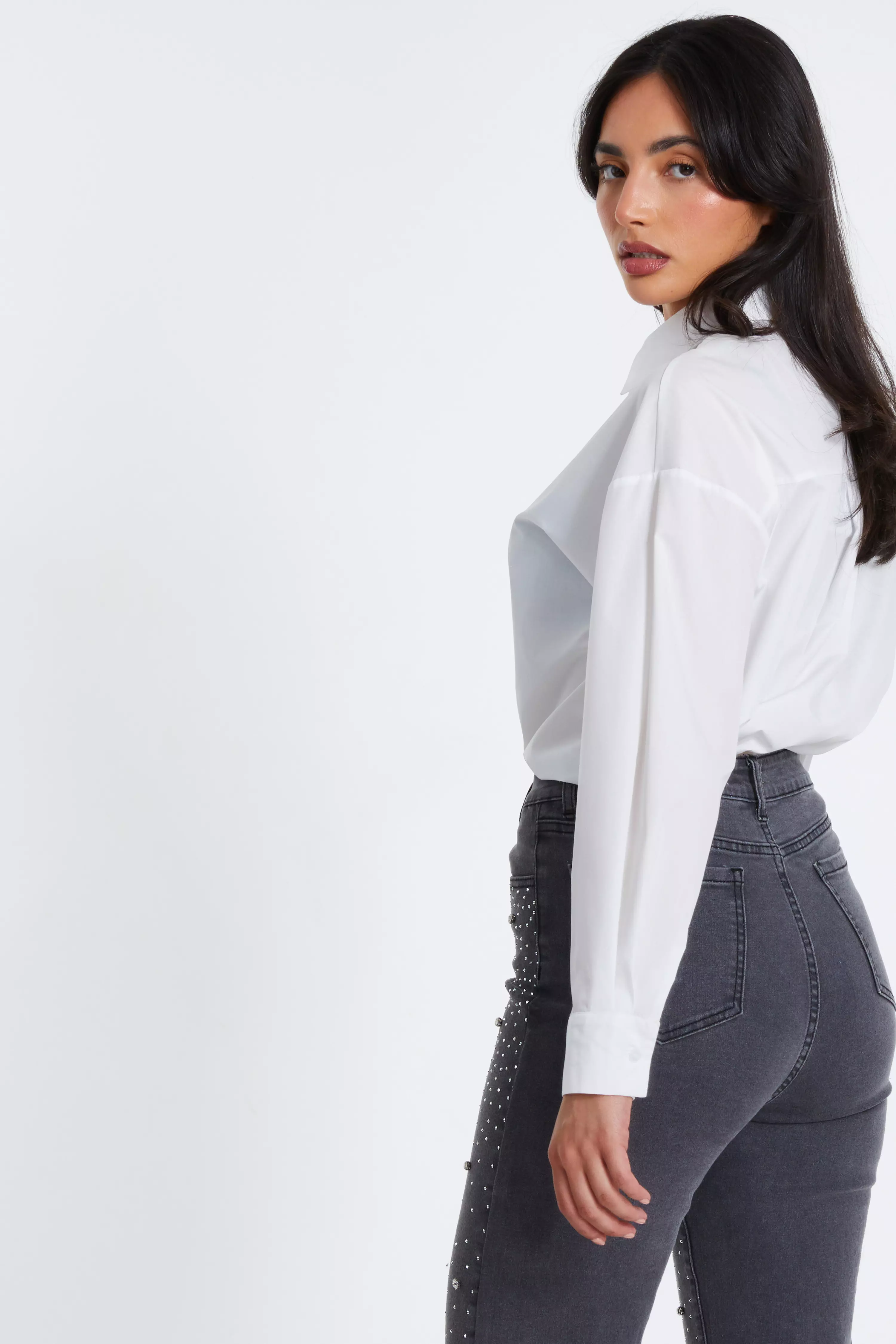 White Corsage Detail Shirt