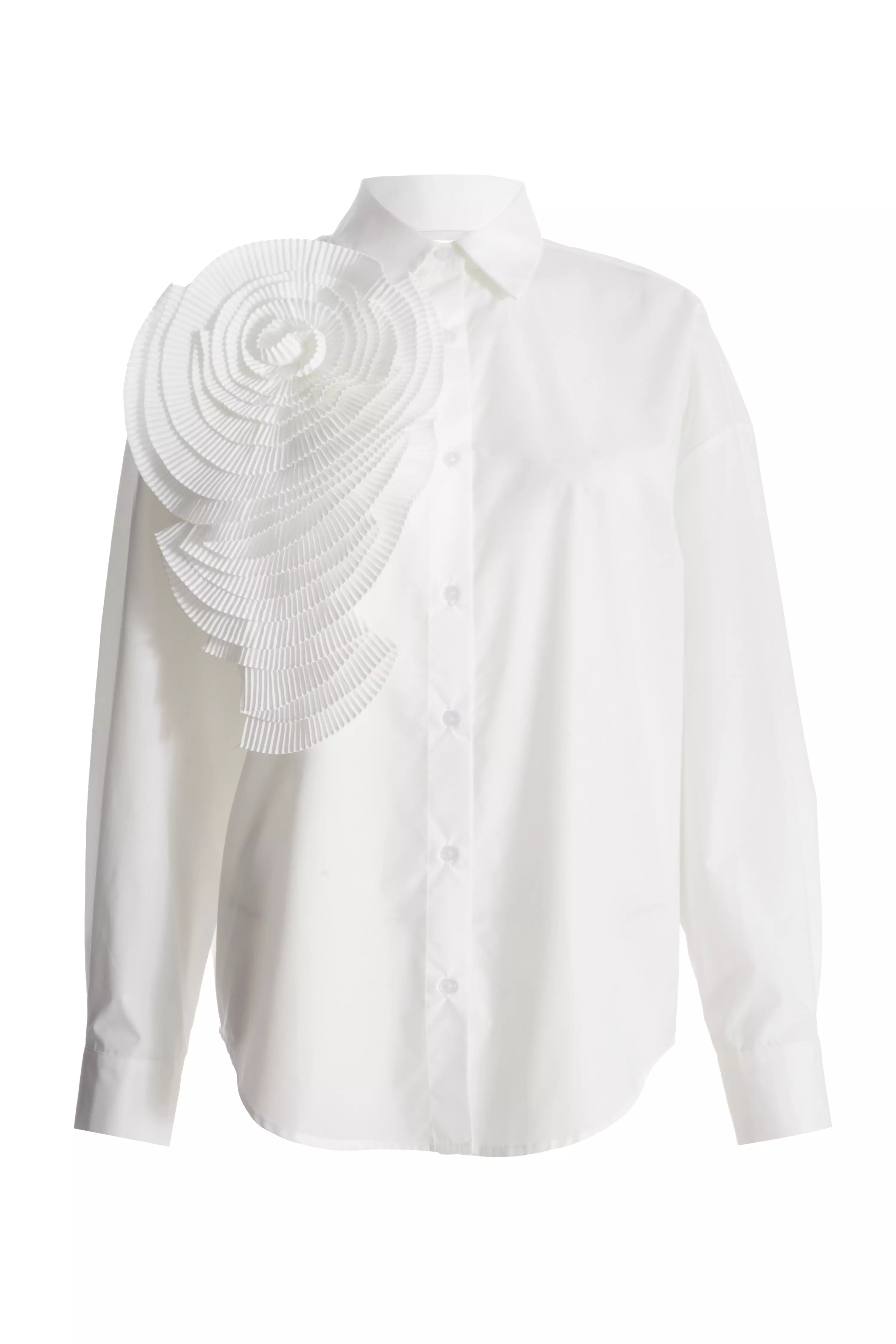 White Corsage Detail Shirt