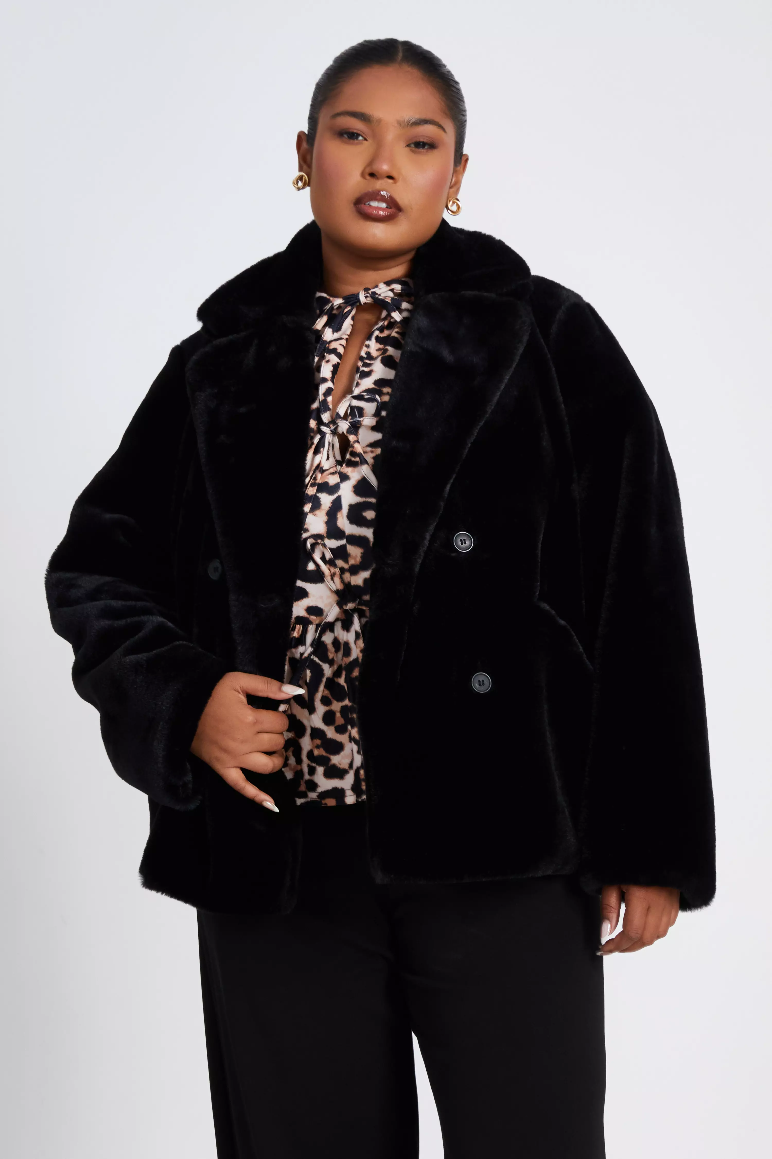 Curve Black Faux Fur Jacket