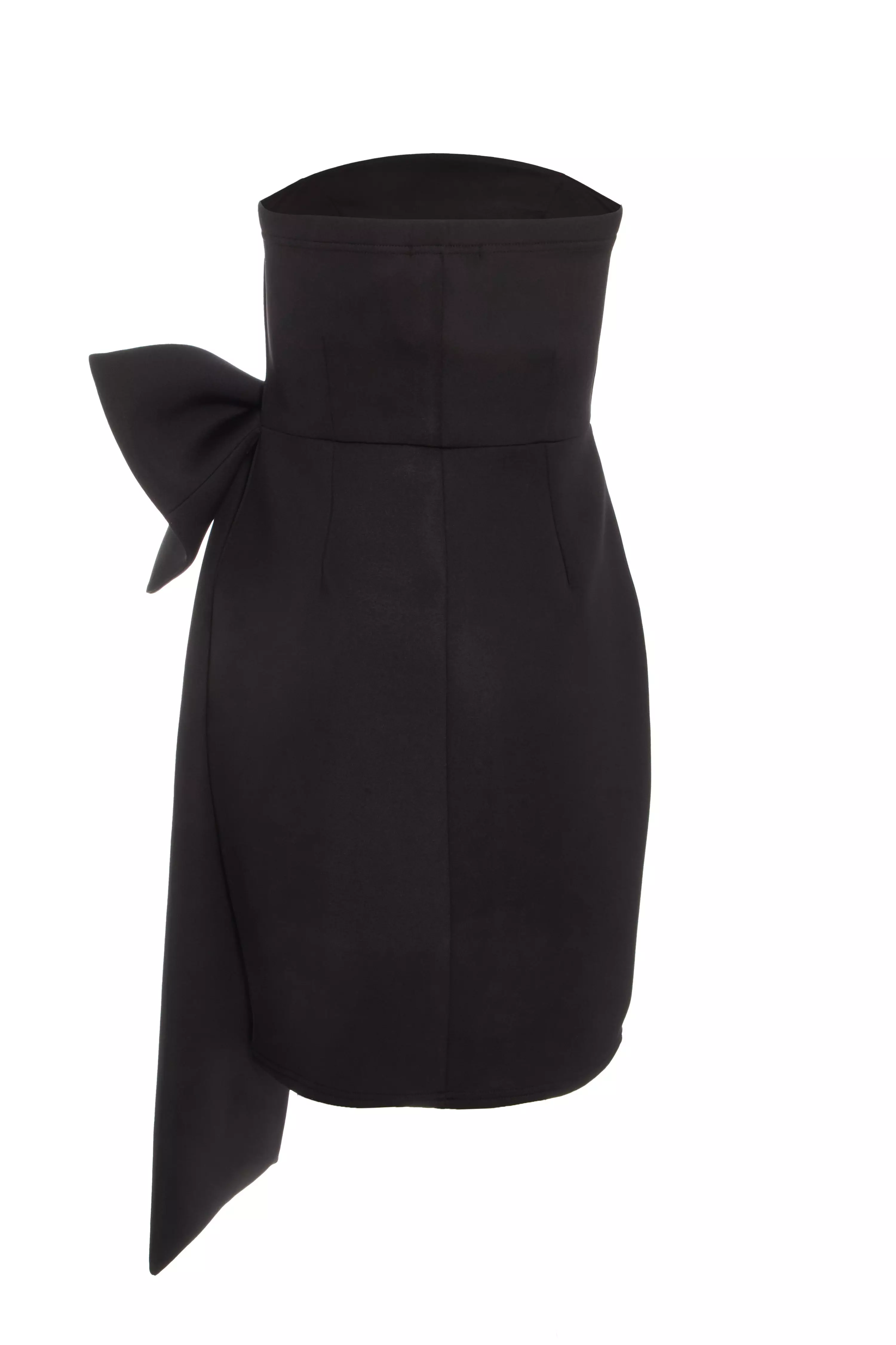 Black Bow Strapless Bodycon Dress