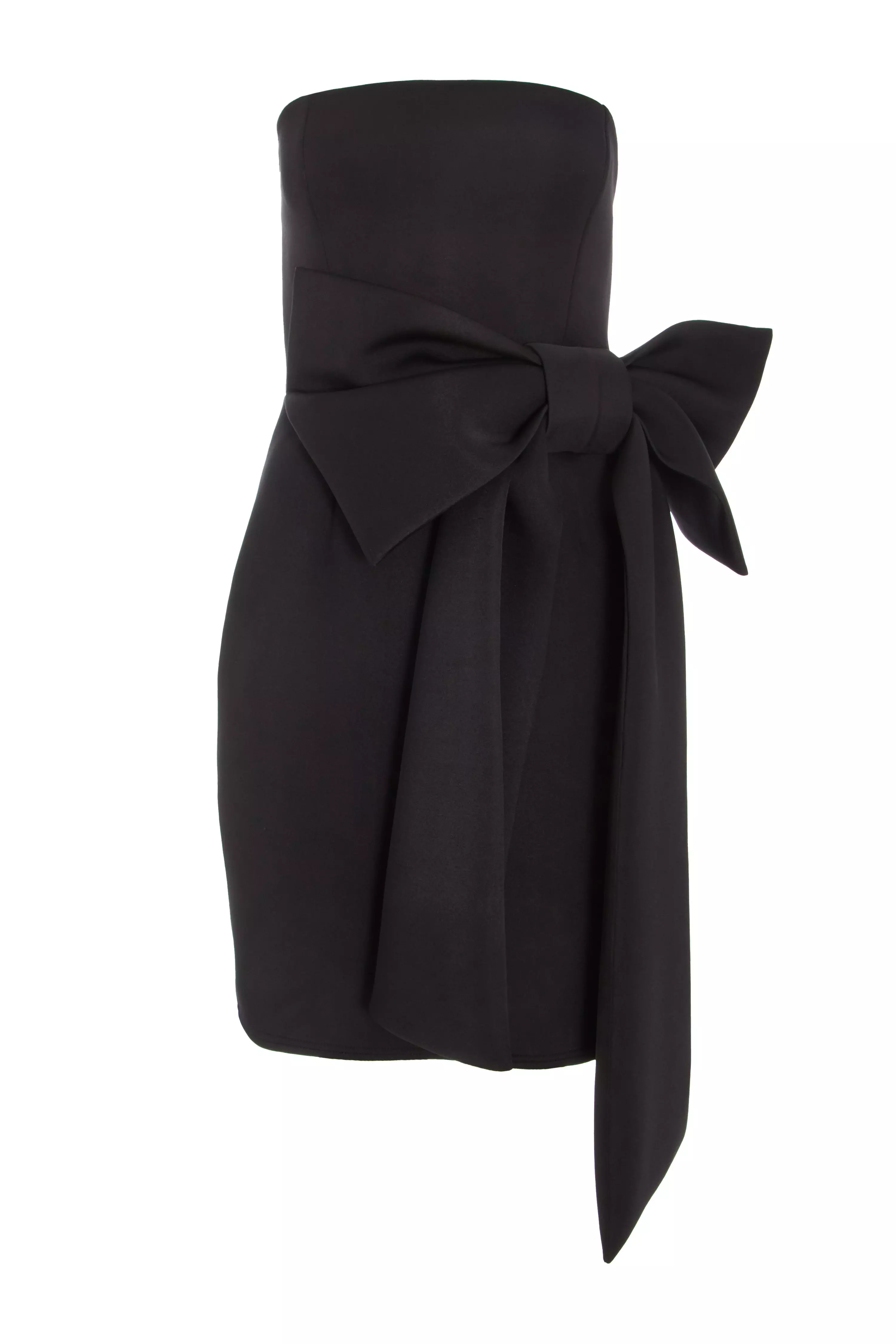 Black Bow Strapless Bodycon Dress