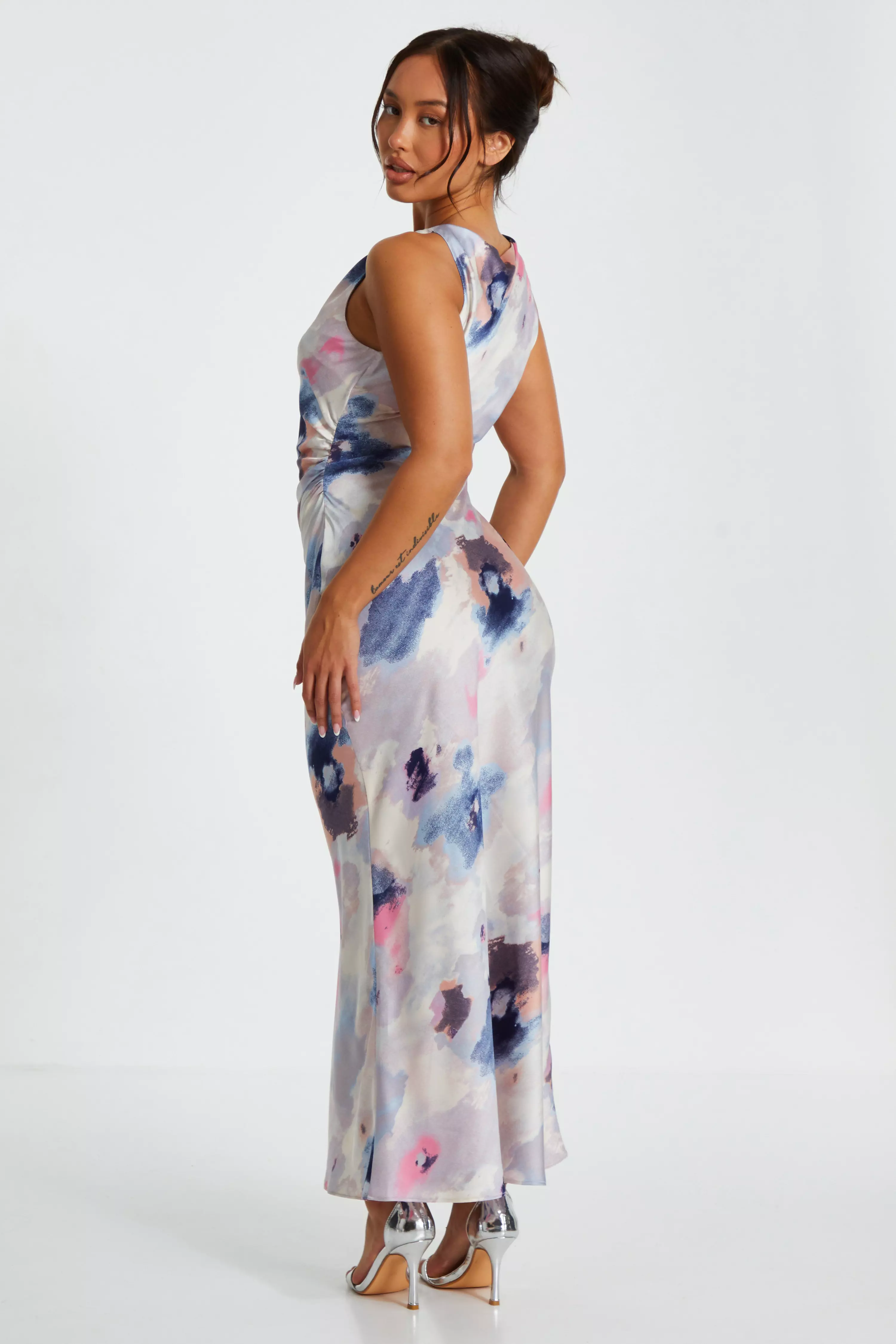 Petite Multicoloured Marble Twist Maxi Dress