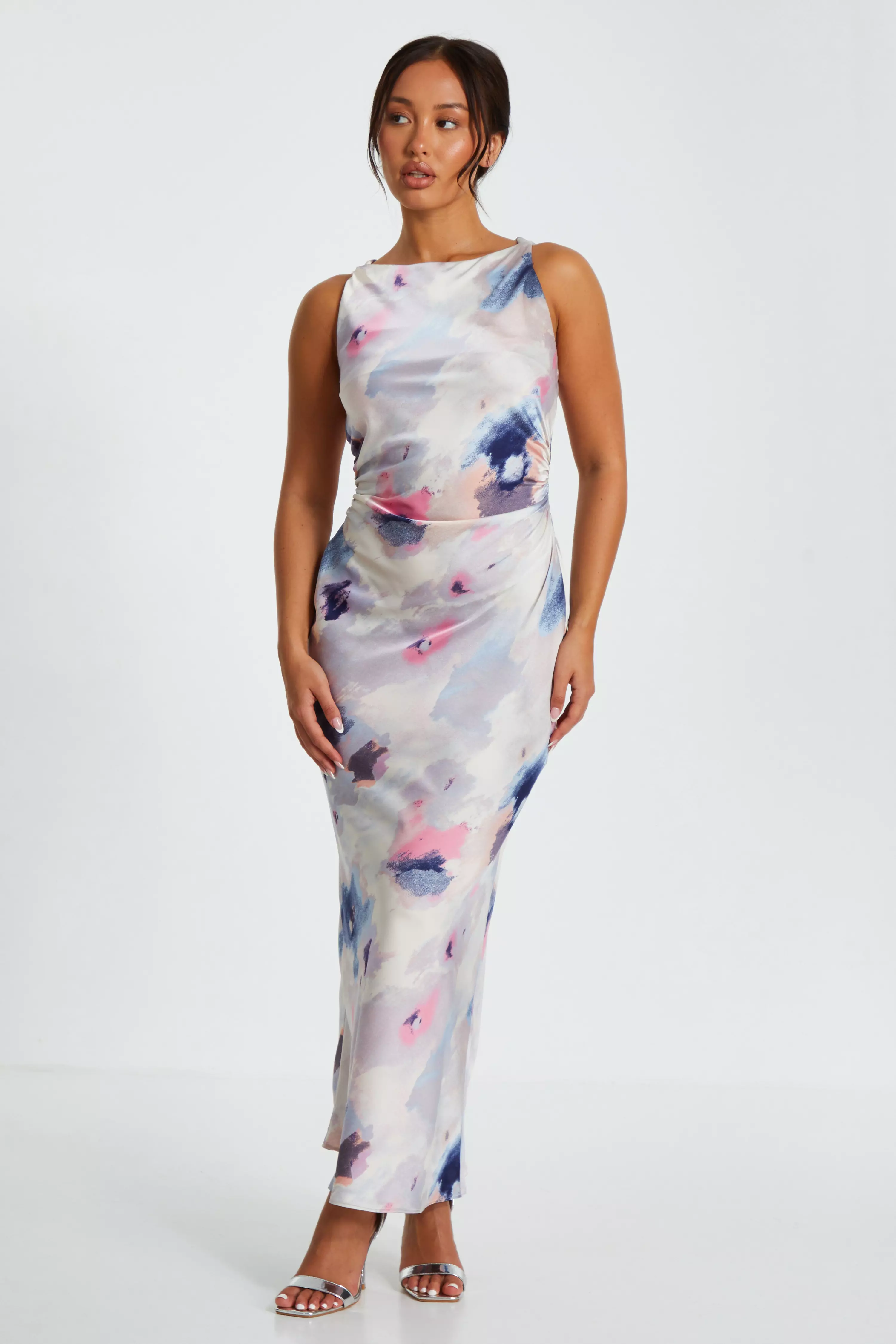 Petite Multicoloured Marble Twist Maxi Dress