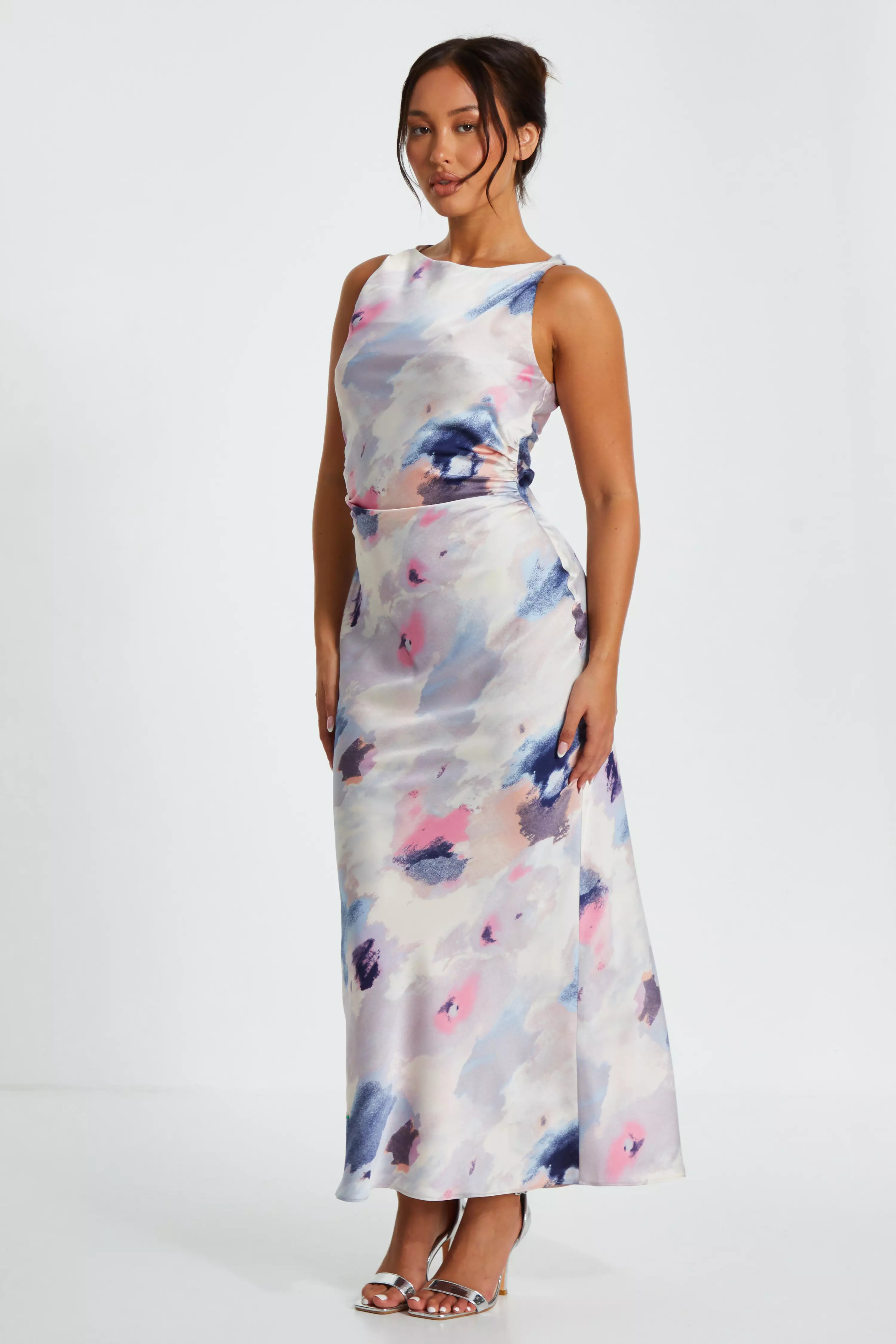 Petite Multicoloured Marble Twist Maxi Dress