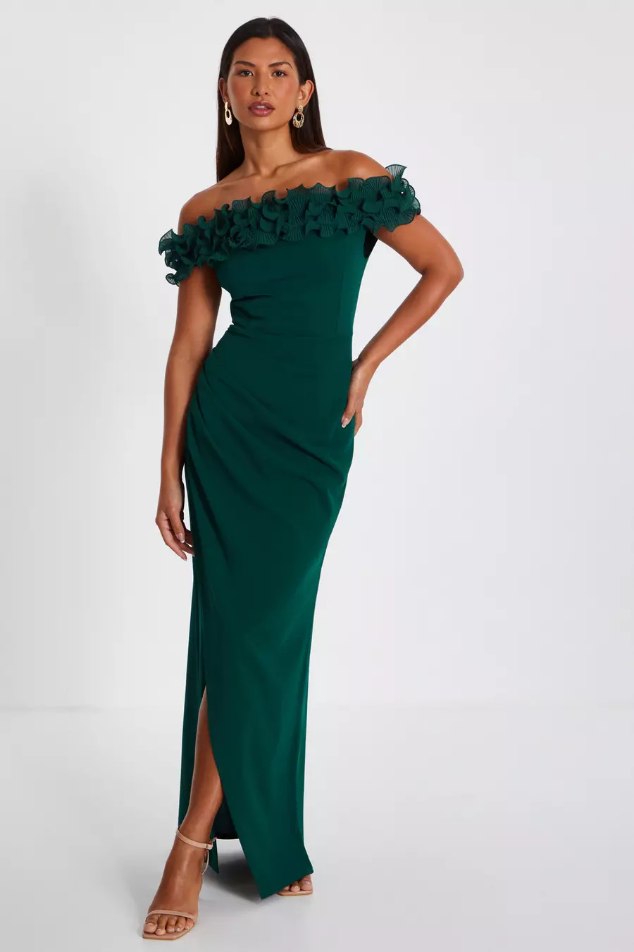 Bottle green maxi dress best sale