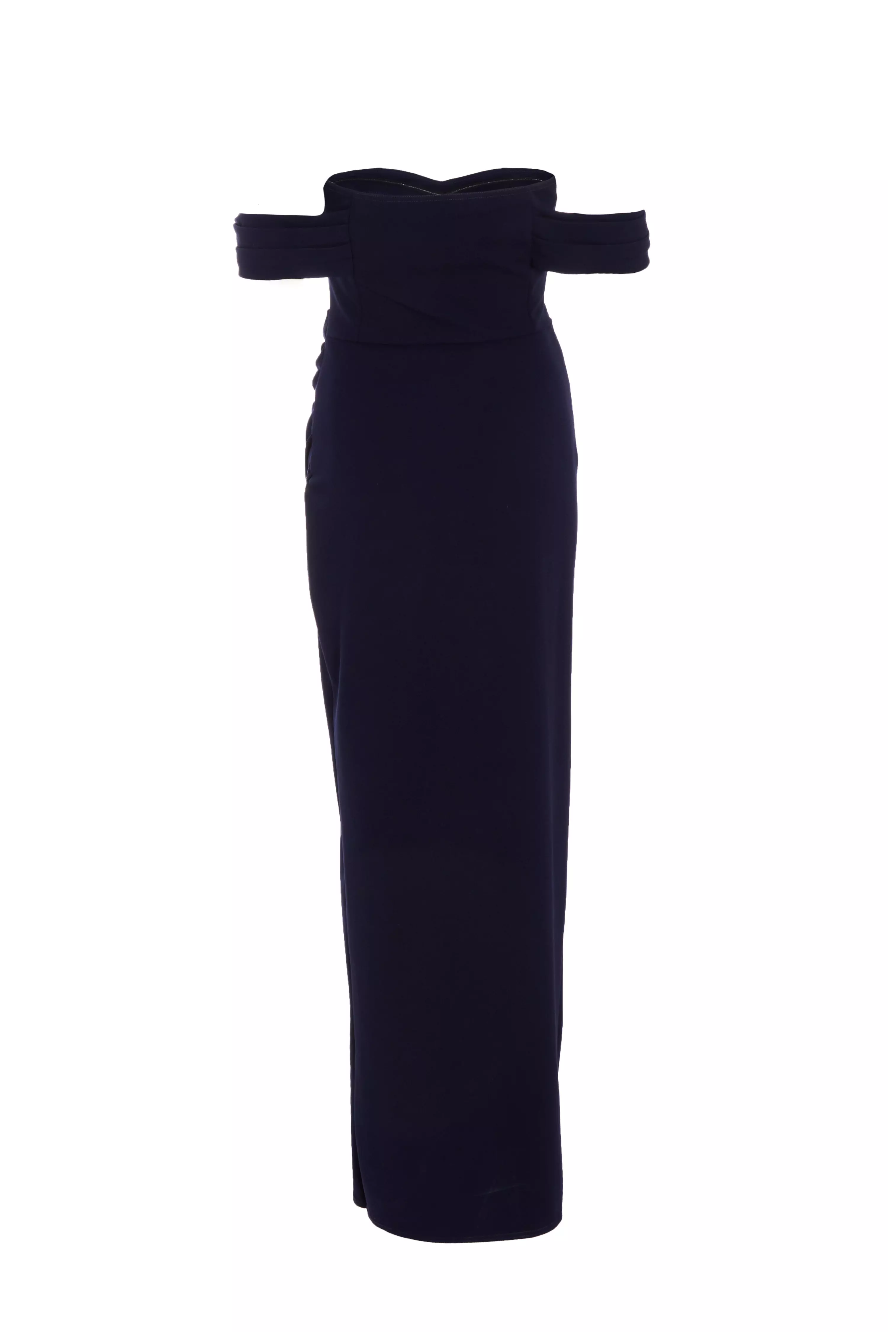 Petite Navy Bardot Maxi Dress