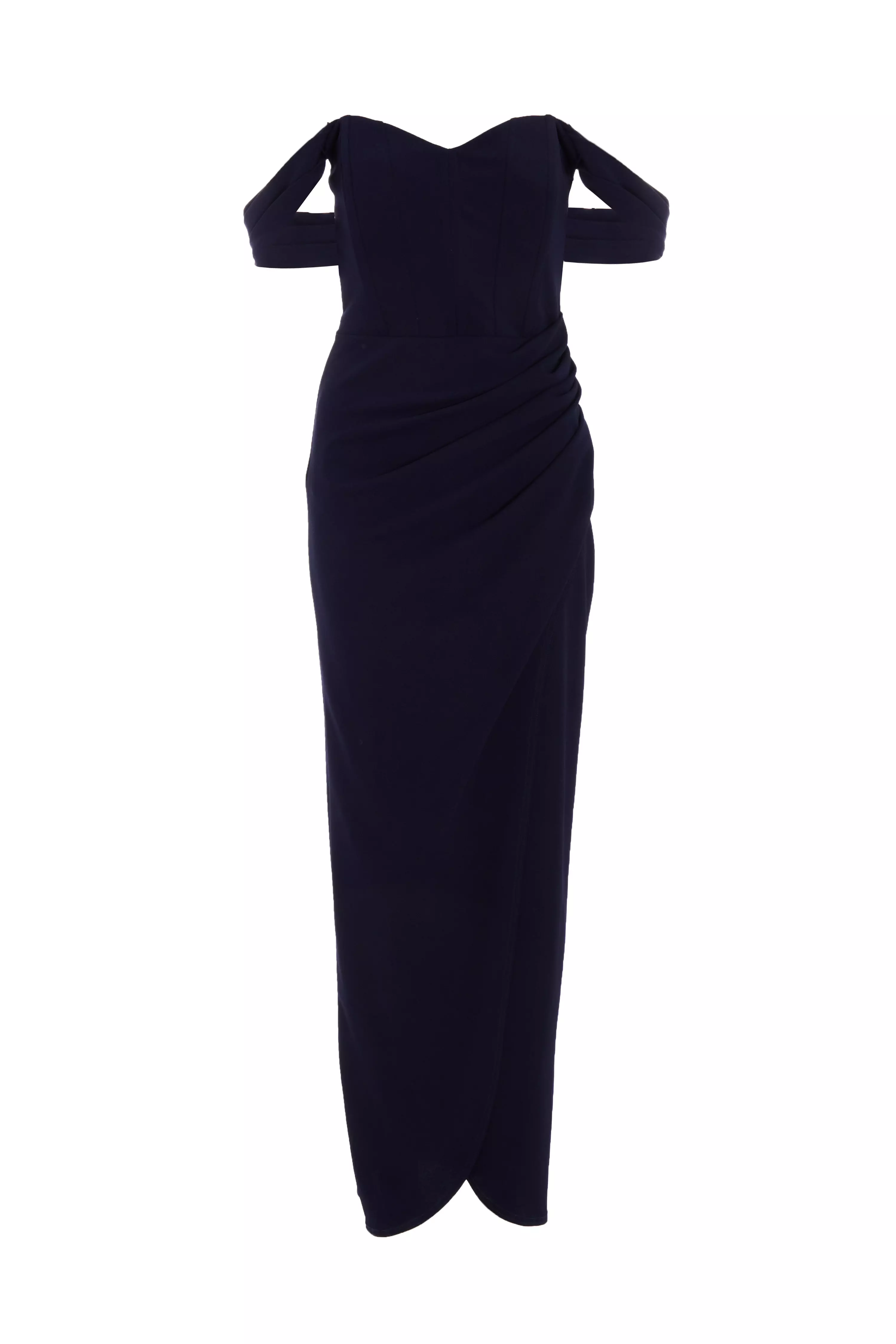 Petite Navy Bardot Maxi Dress