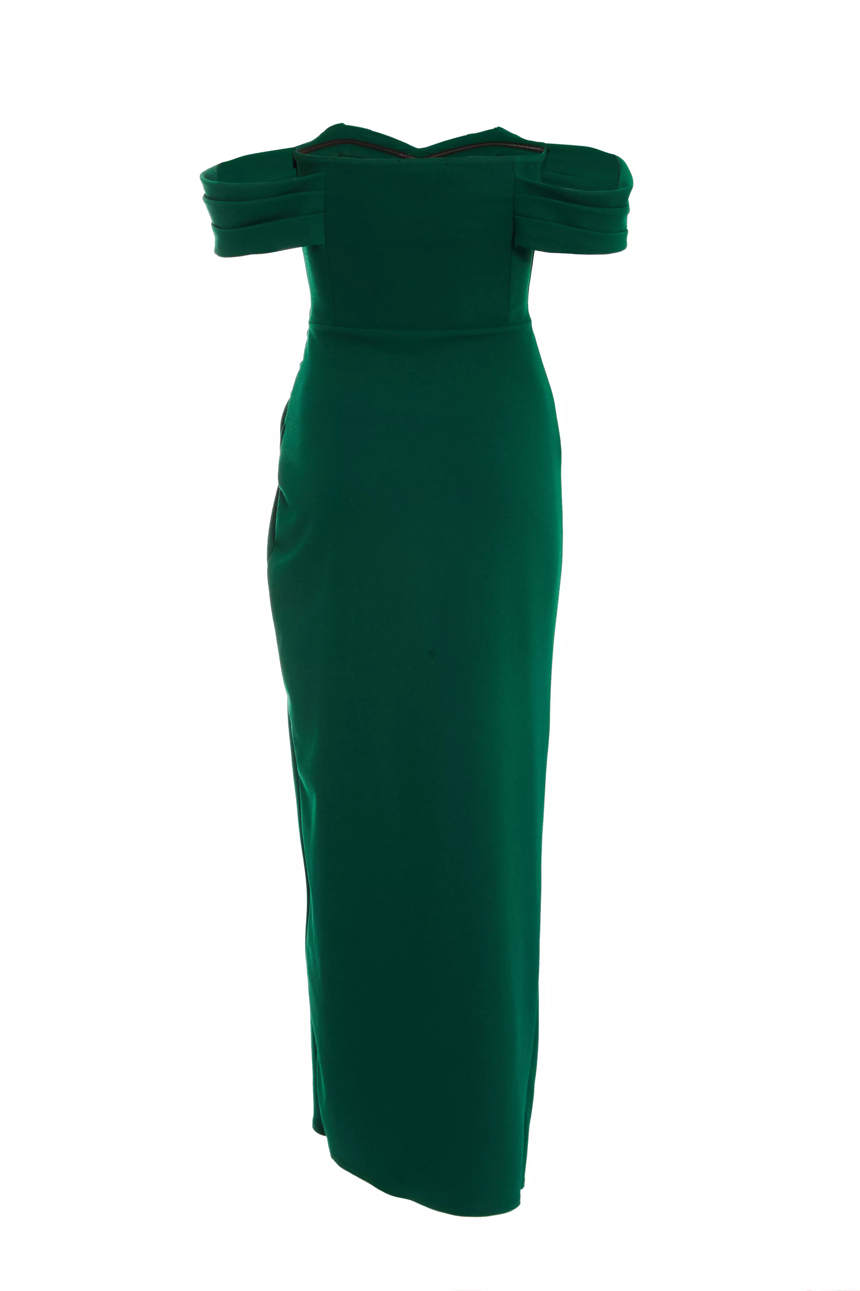 Petite Bottle Green Bardot Maxi Dress