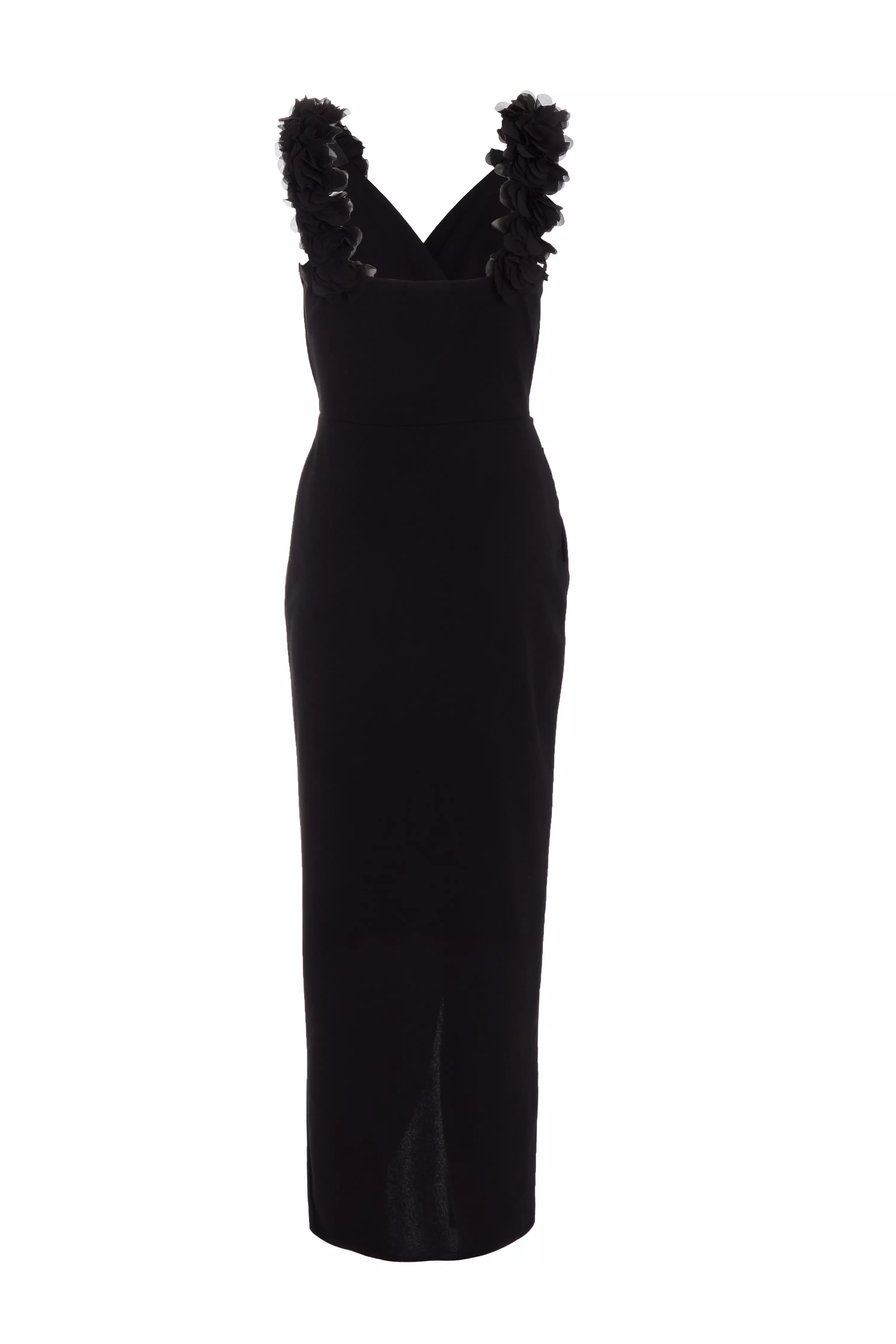 Petite Black Ruffle Wrap Maxi Dress