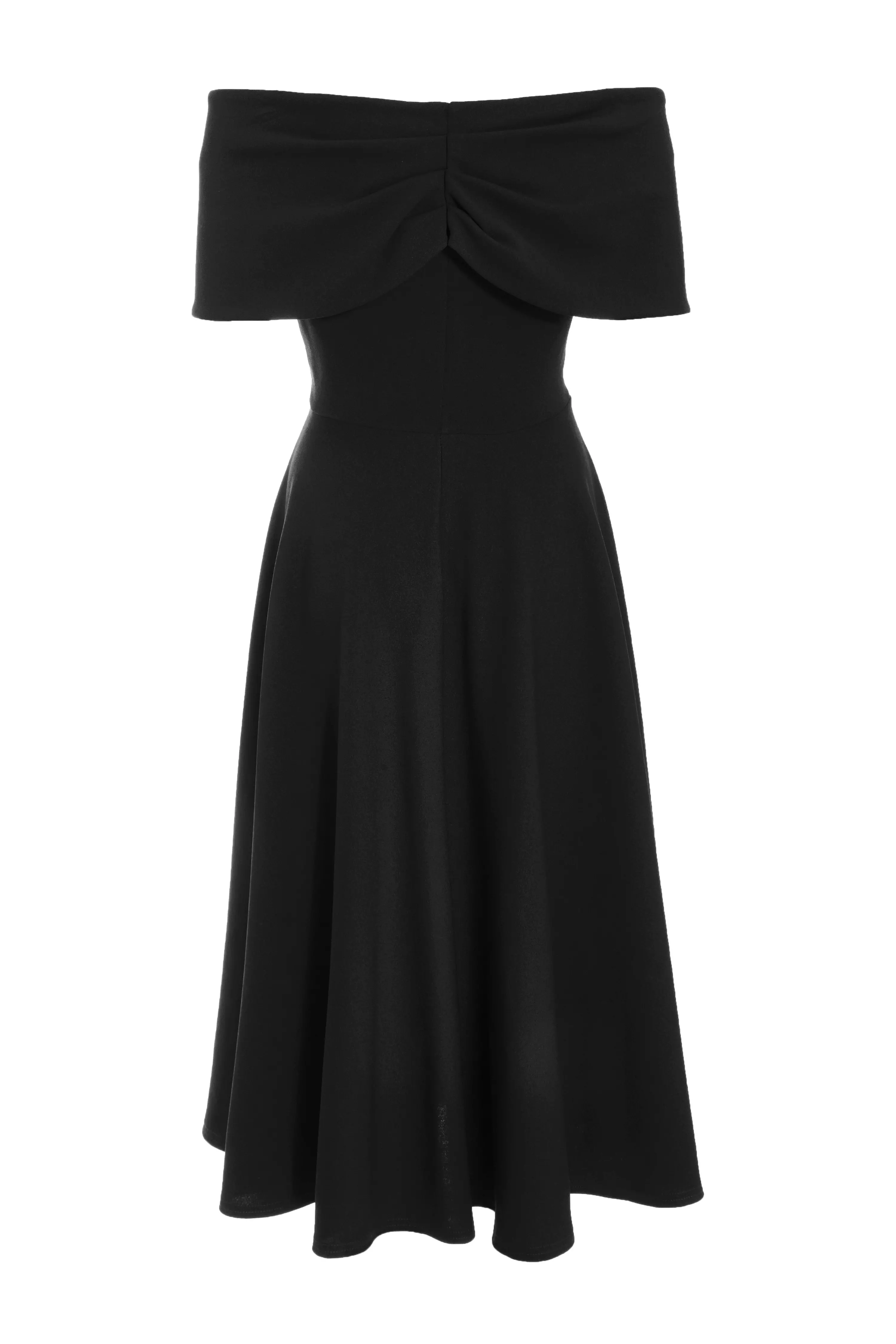 Black Bardot Skater Midi Dress