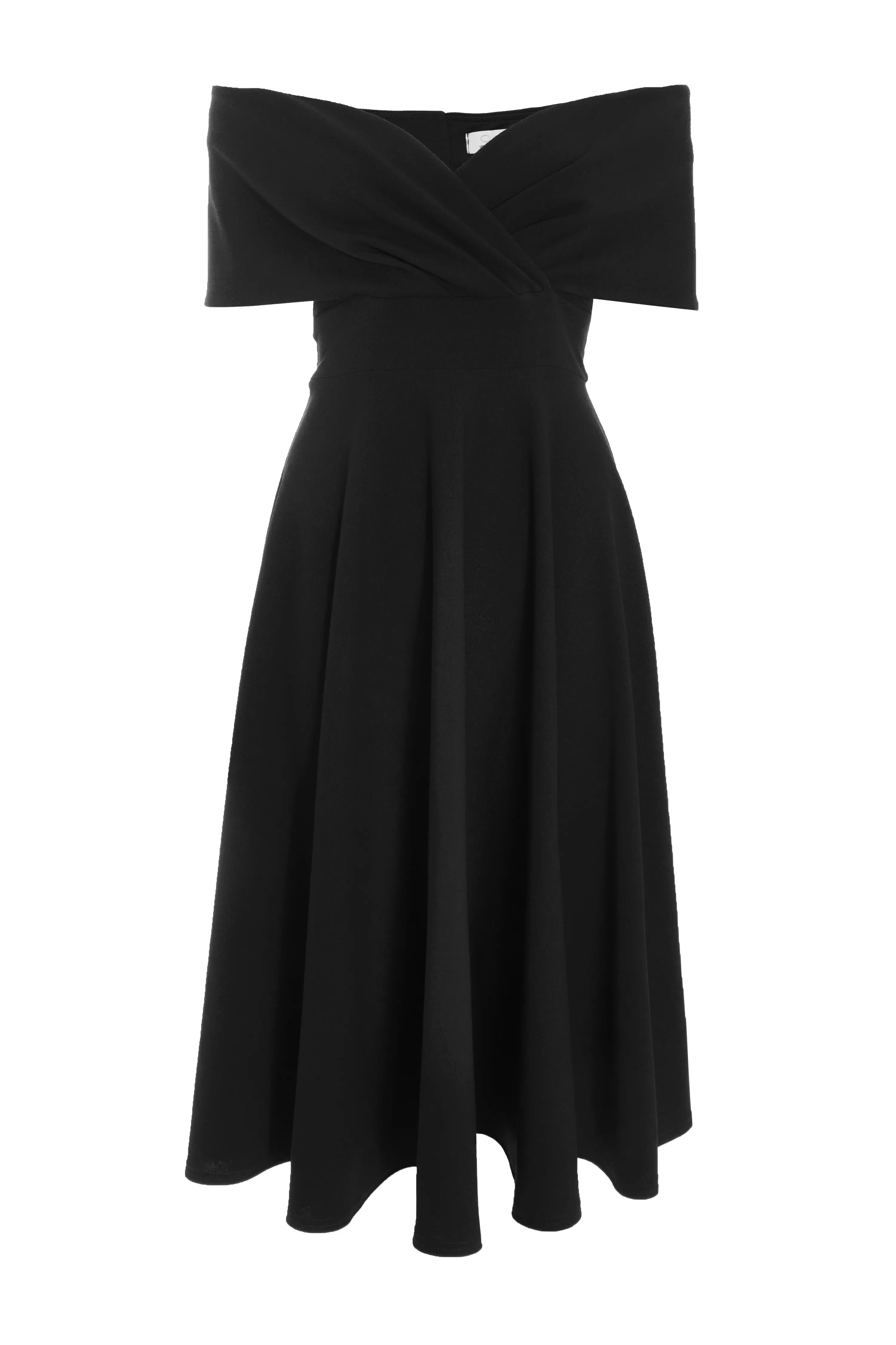 Black Bardot Skater Midi Dress