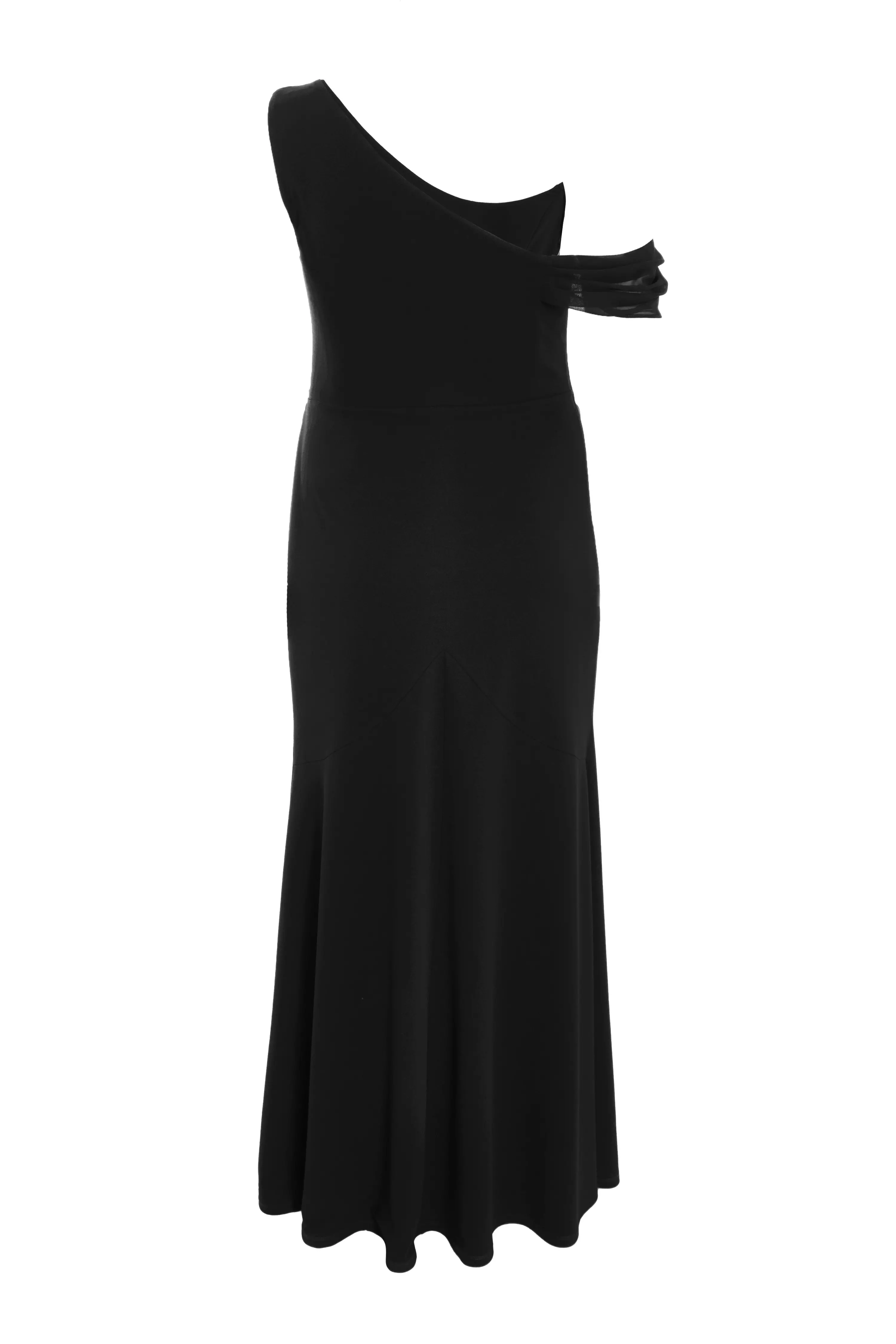 Curve Black Asymmetric Cowl Neck Maxi Dress