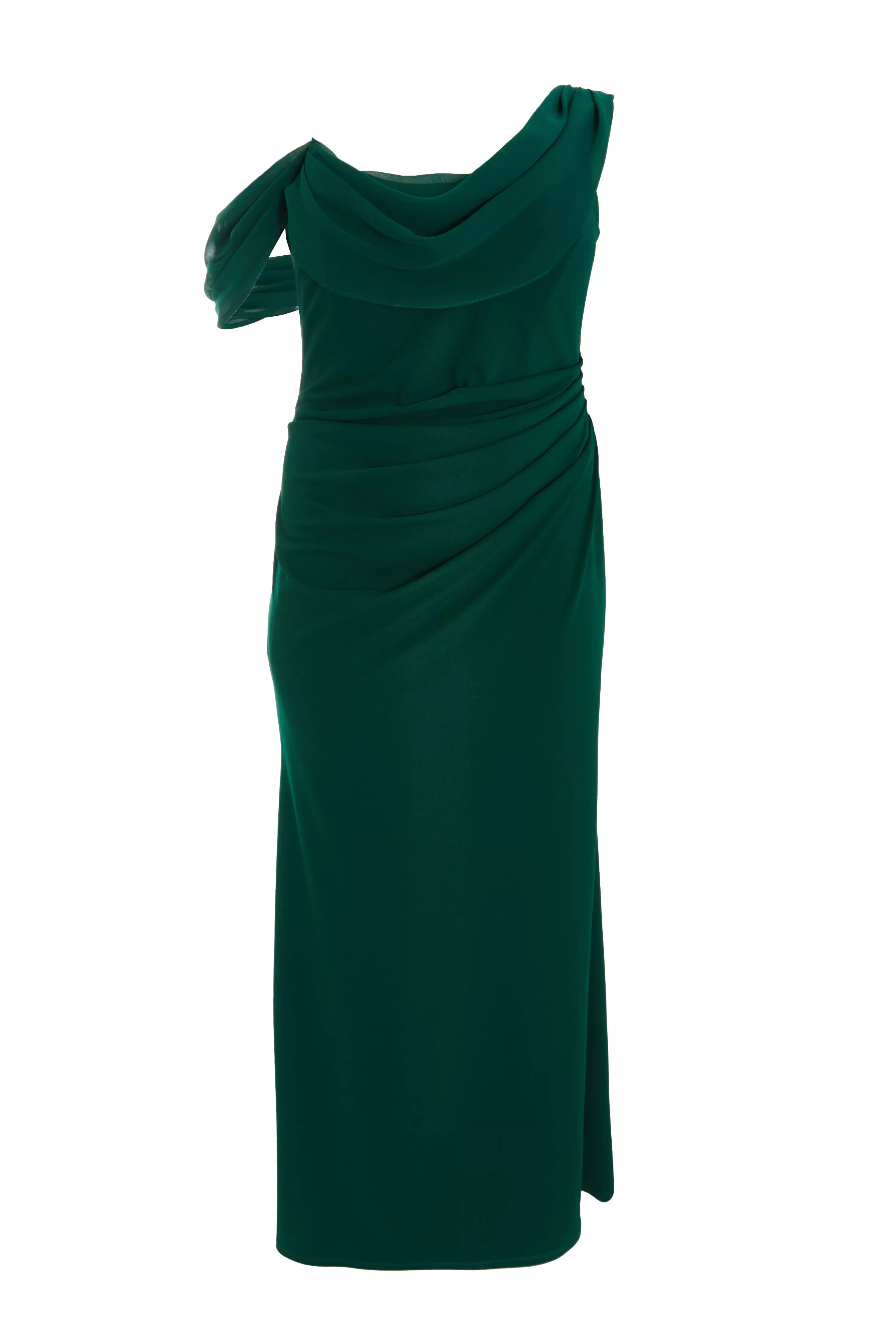 Curve Bottle Green Asymmetric Maxi Dress