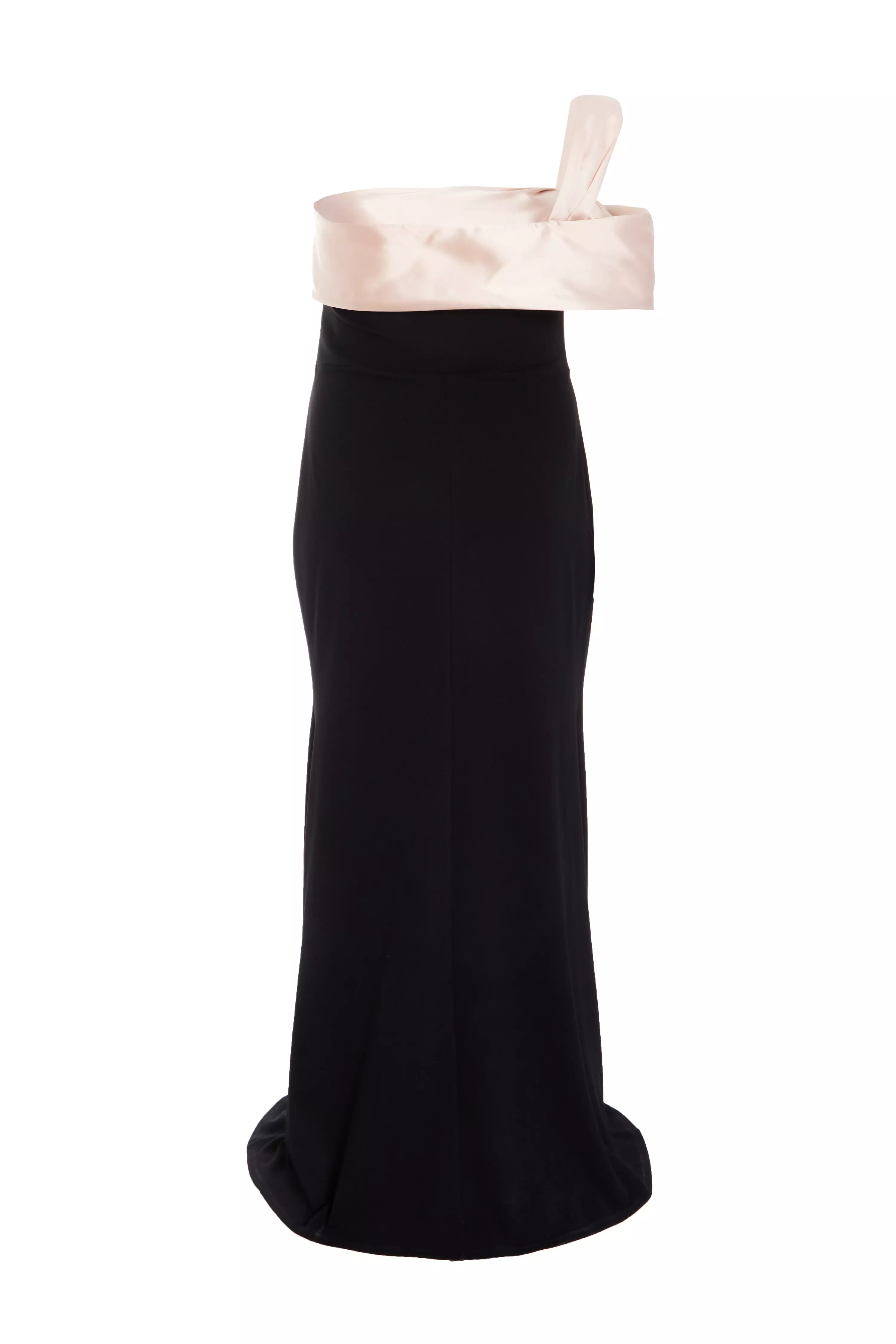 Curve Black Satin Off the Shoulder Maxi Dress