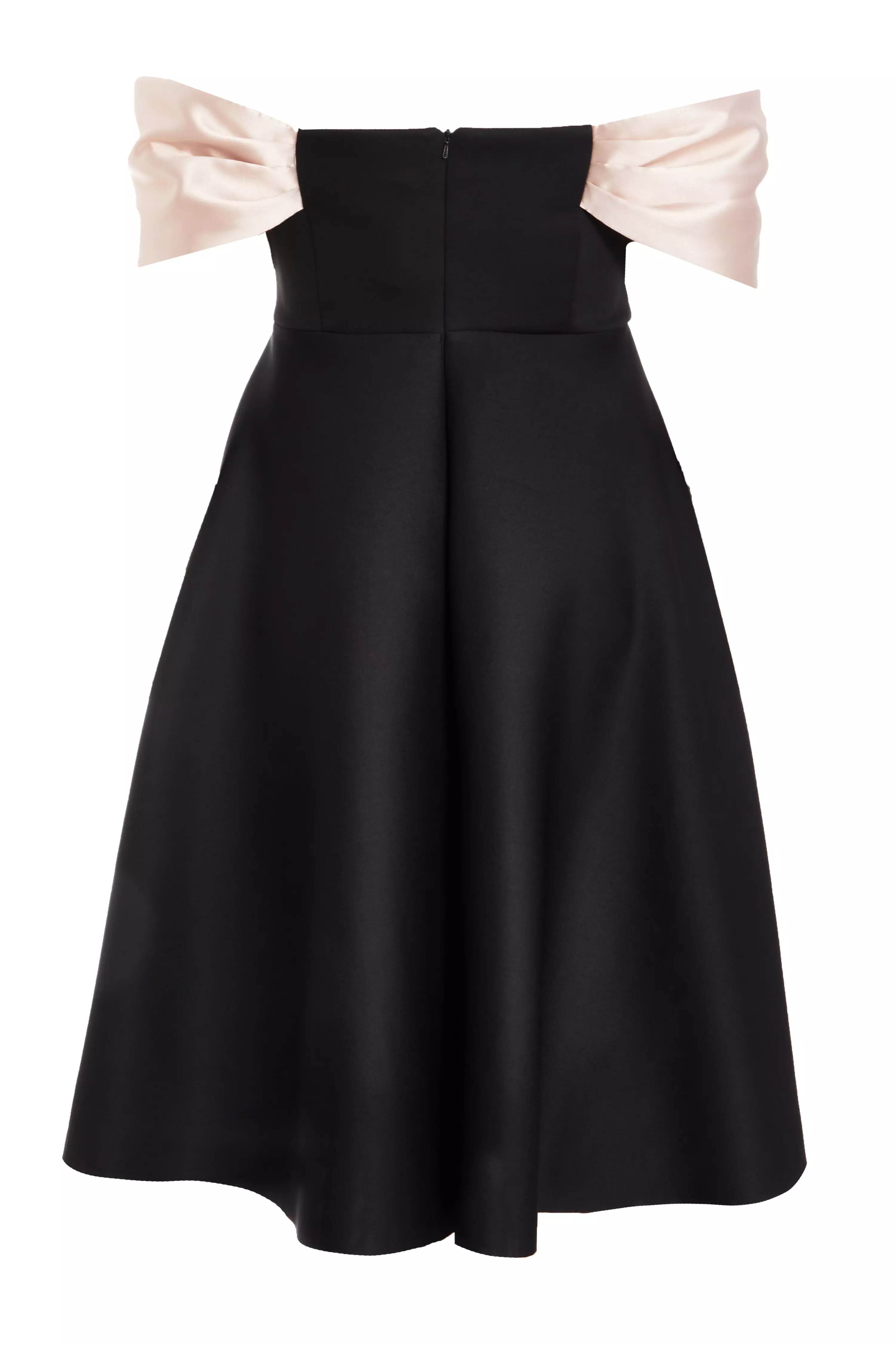 Curve Black Contrast Bardot Skater Midi Dress