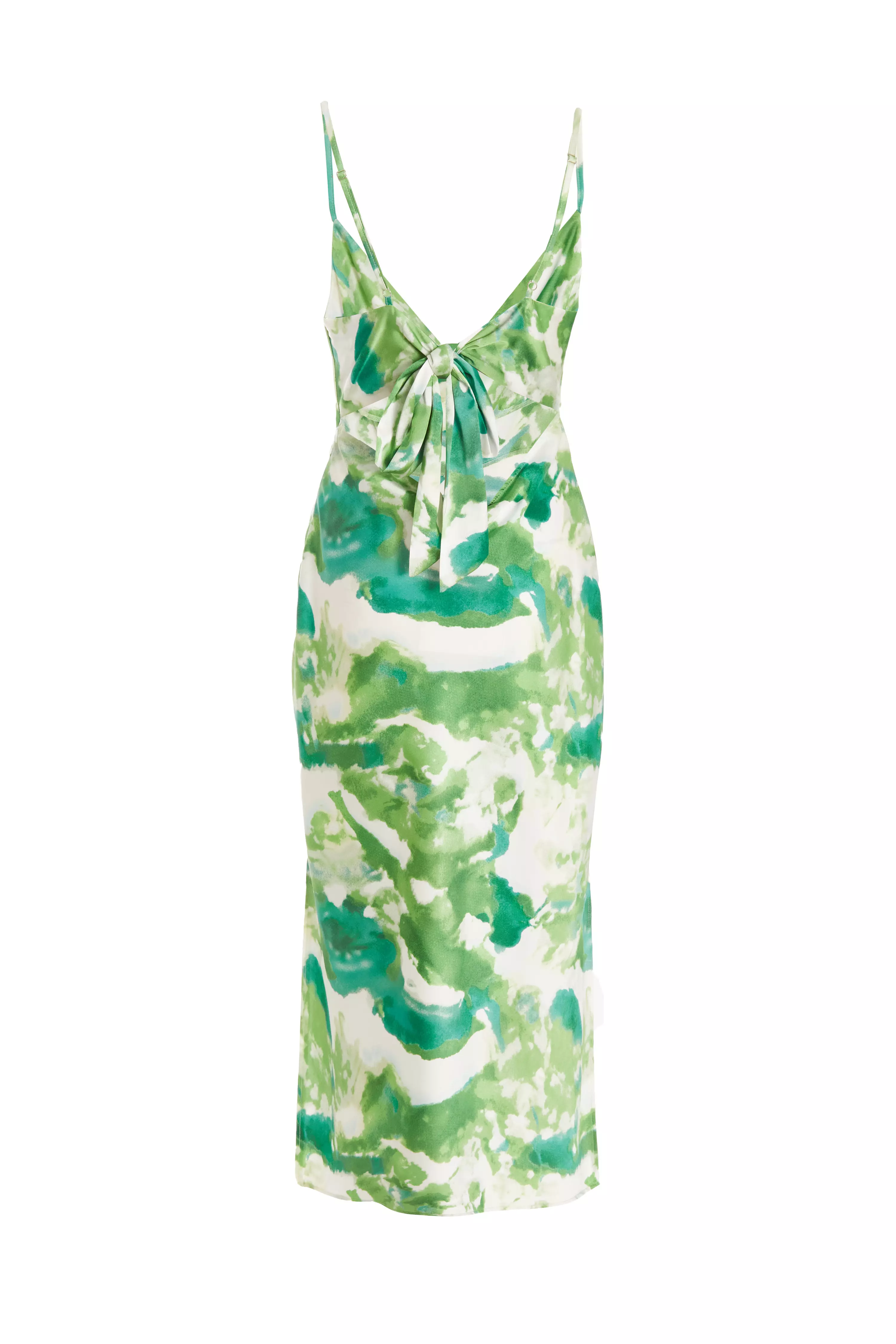 Green Marble Print Cowl Neck Midaxi Dress