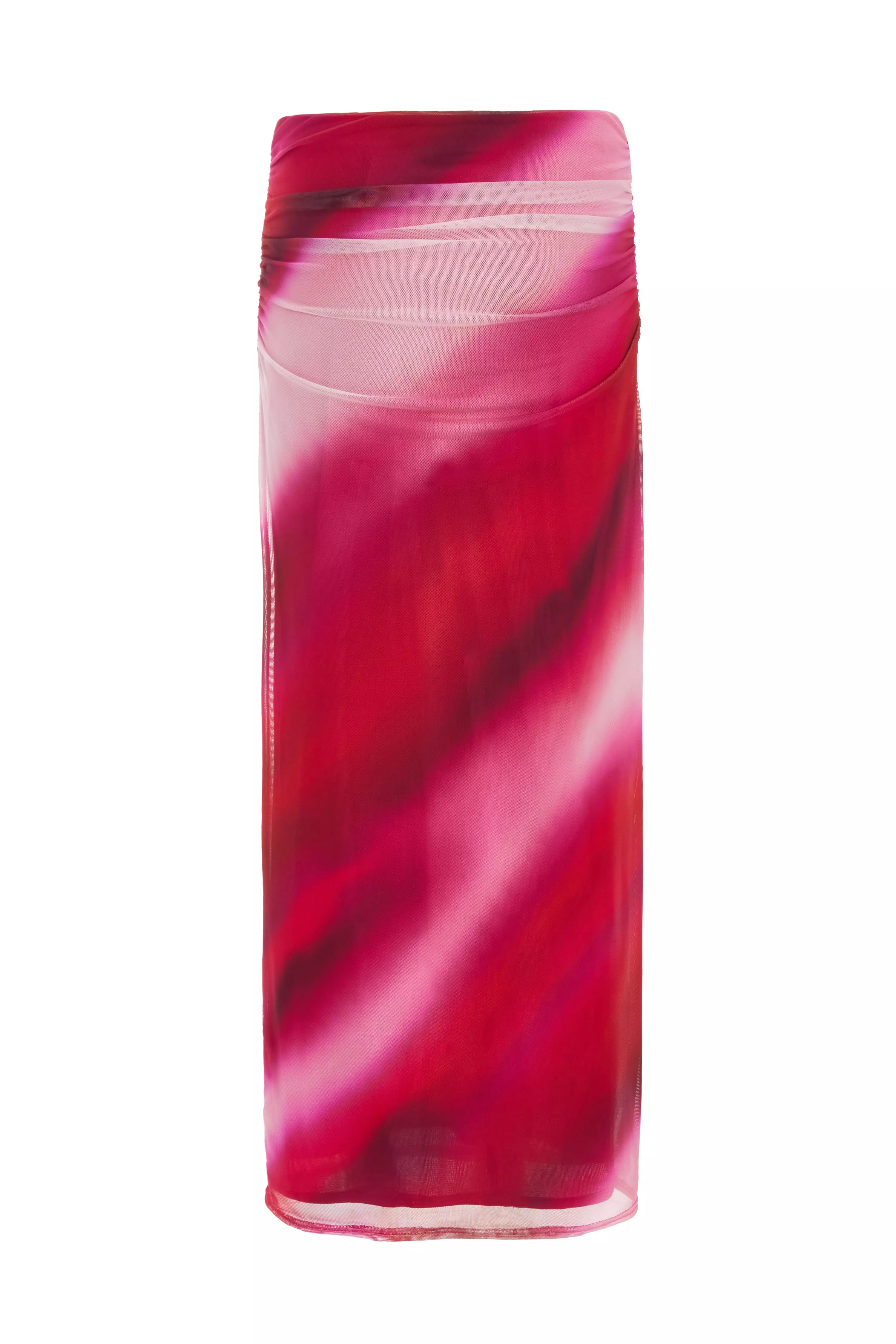 Pink Ombre Ruched Maxi Skirt