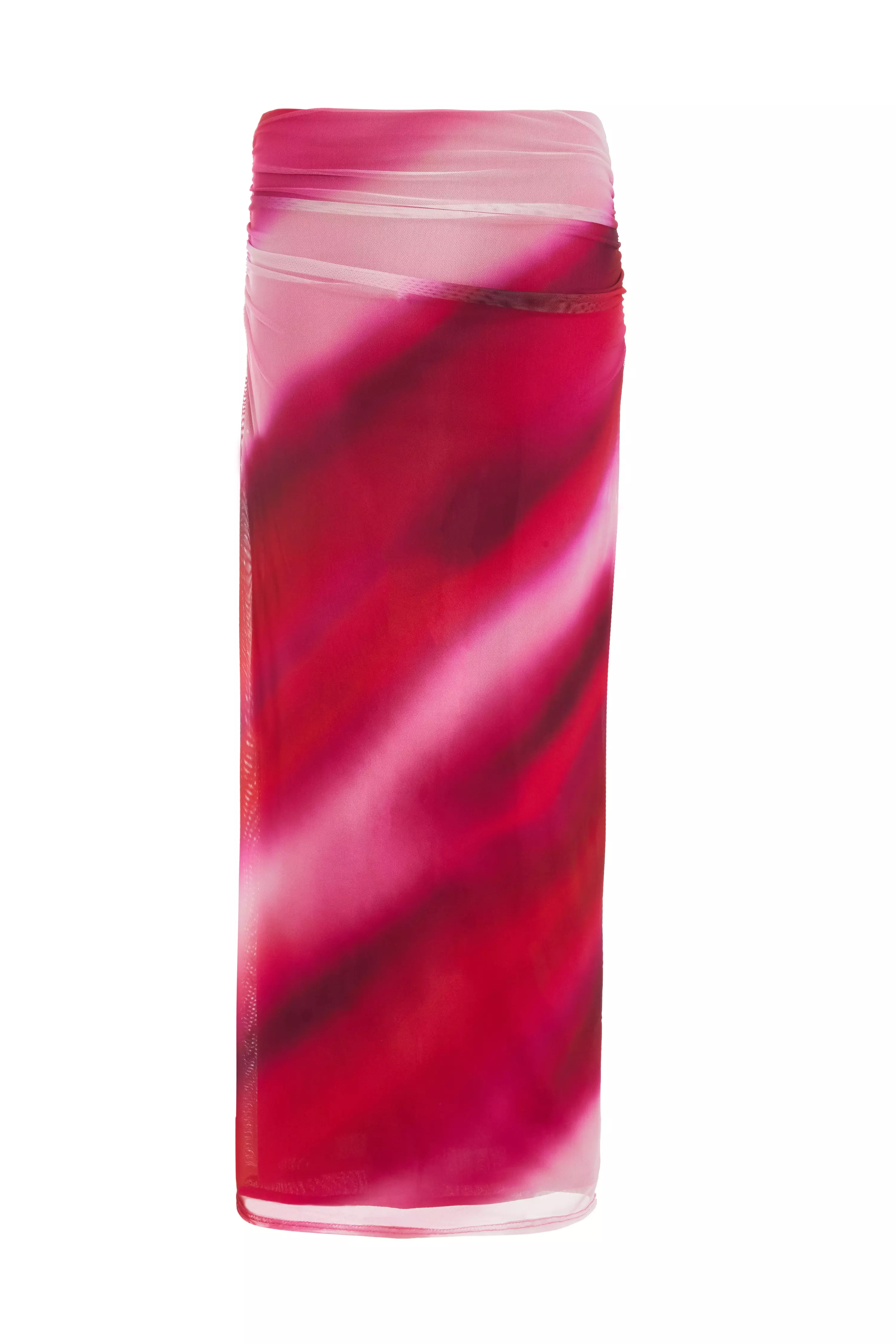 Pink Ombre Ruched Maxi Skirt