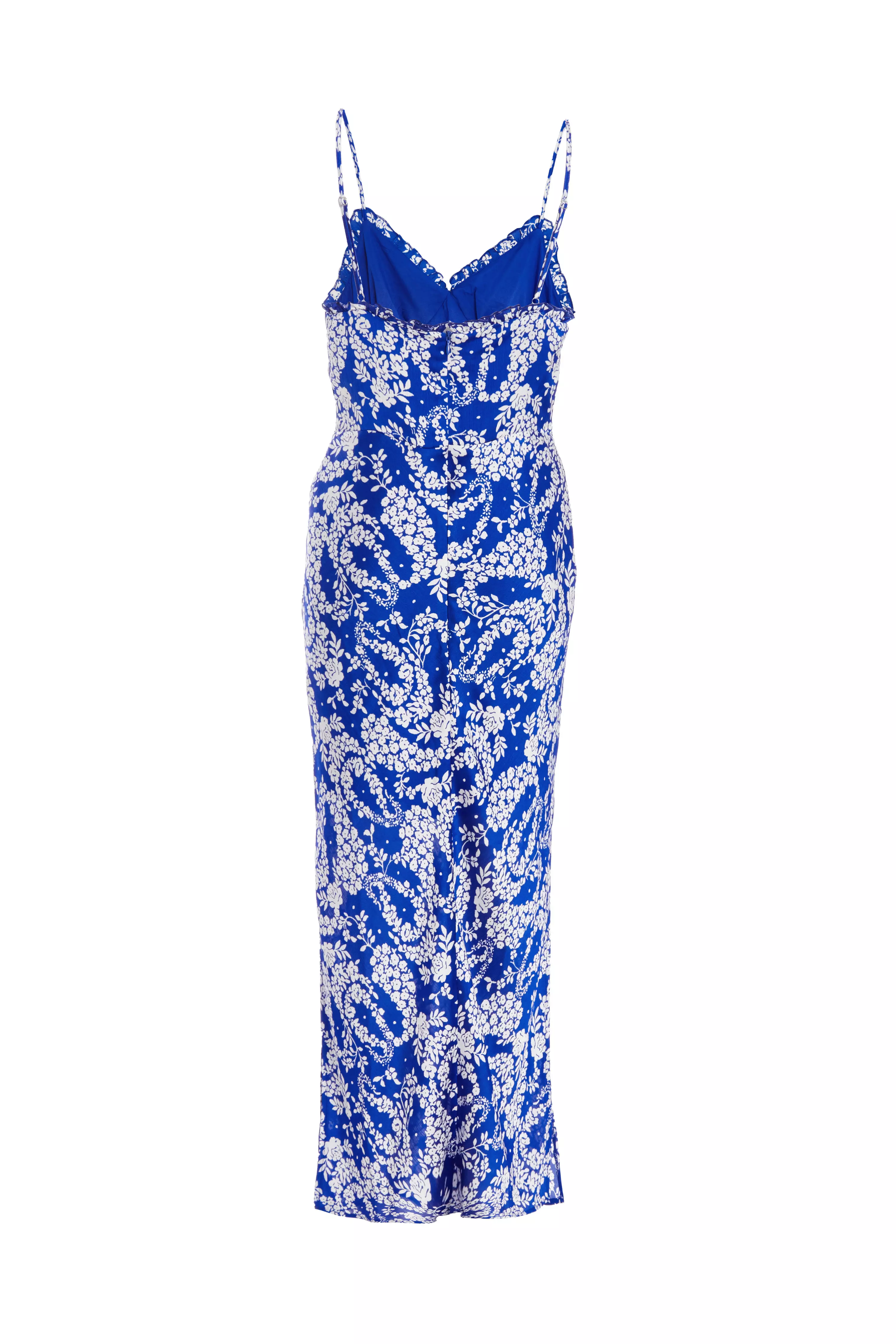 Blue Floral Strappy Maxi Dress