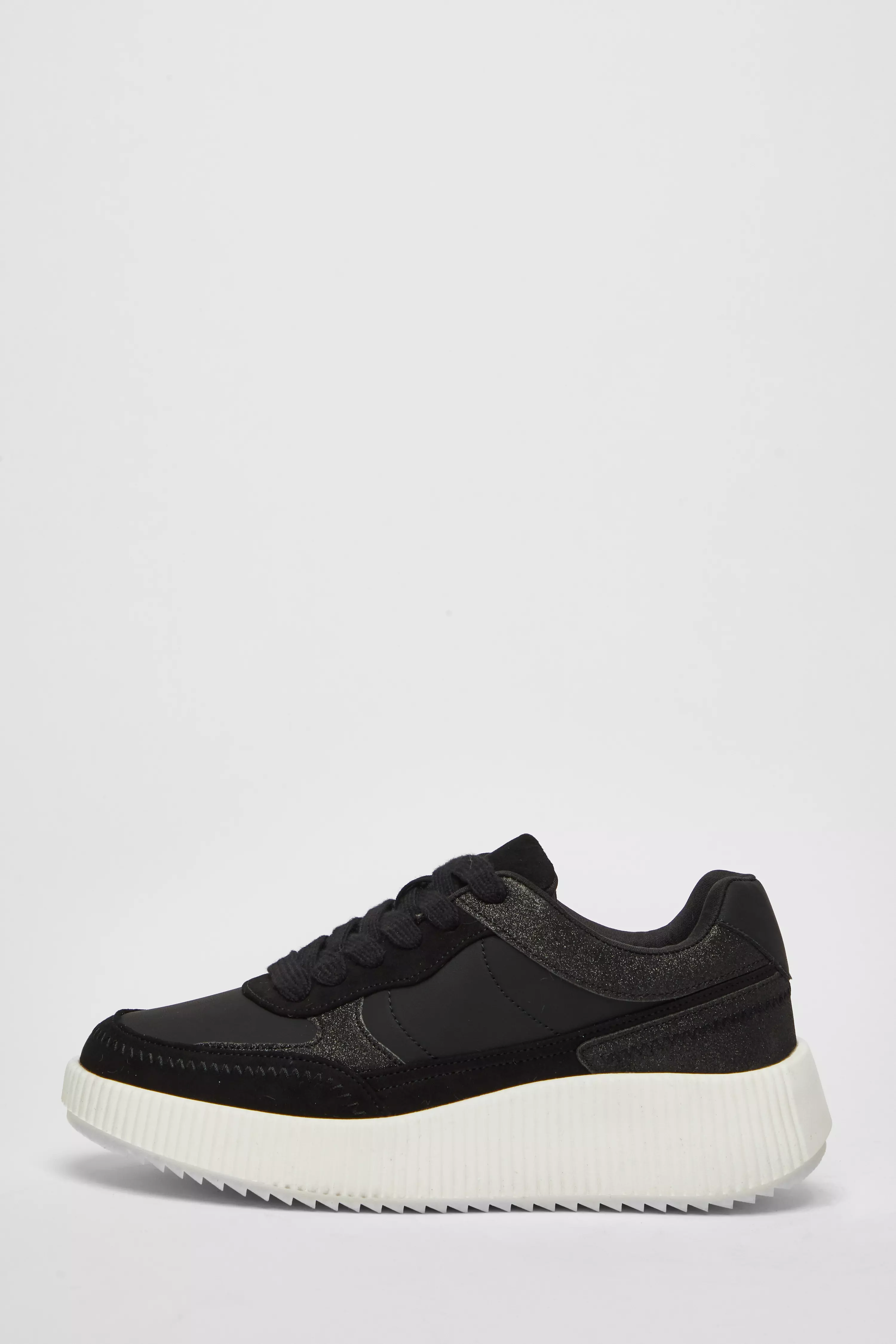 Black Glitter Chunky Trainers