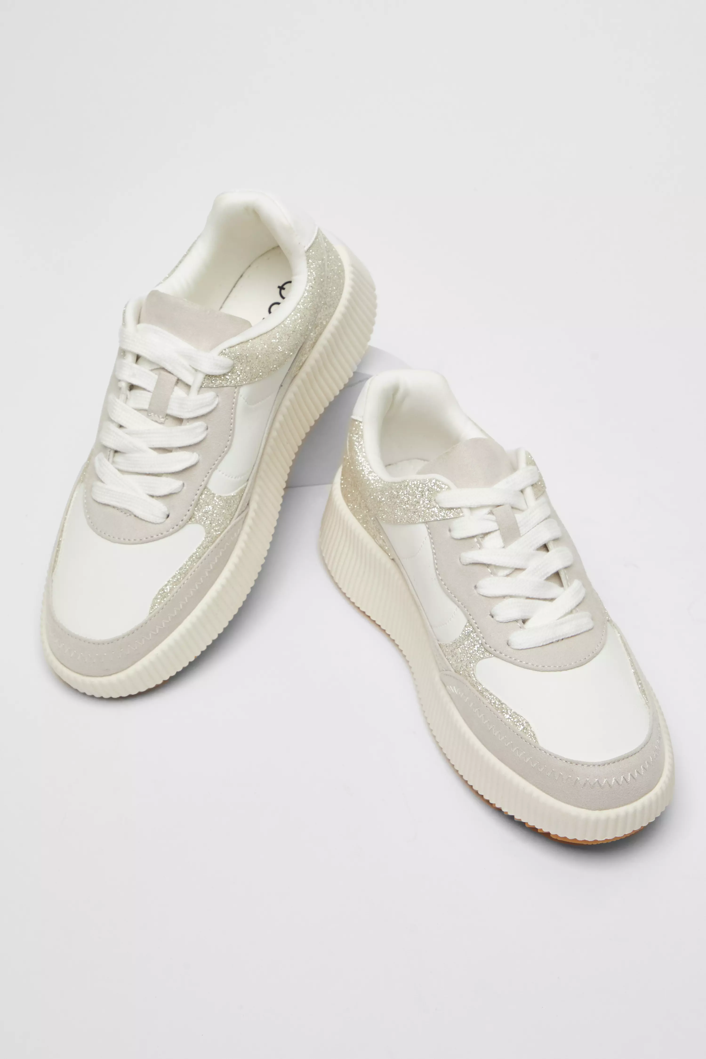 White Glitter Chunky Trainer