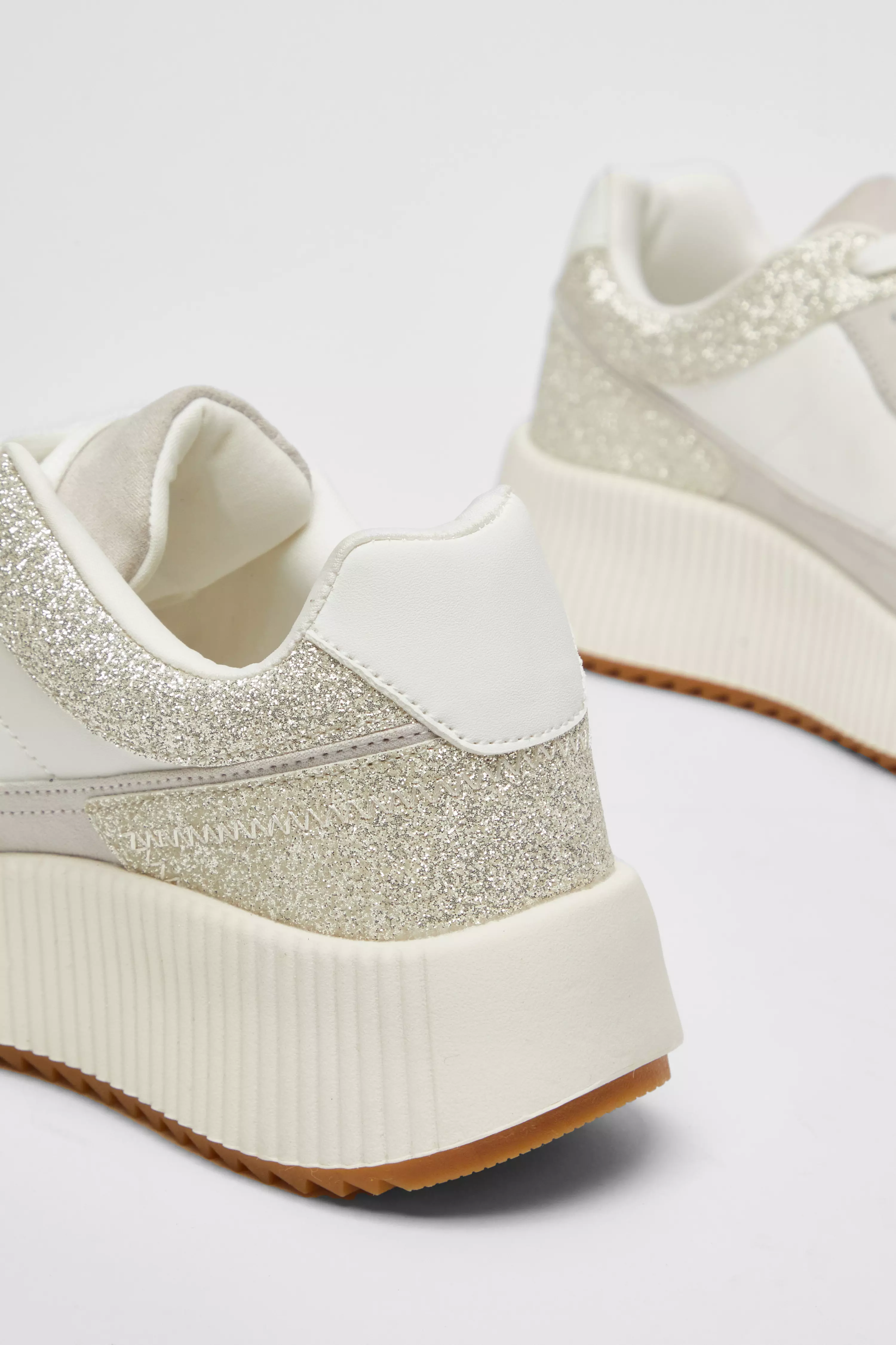 White Glitter Chunky Trainer